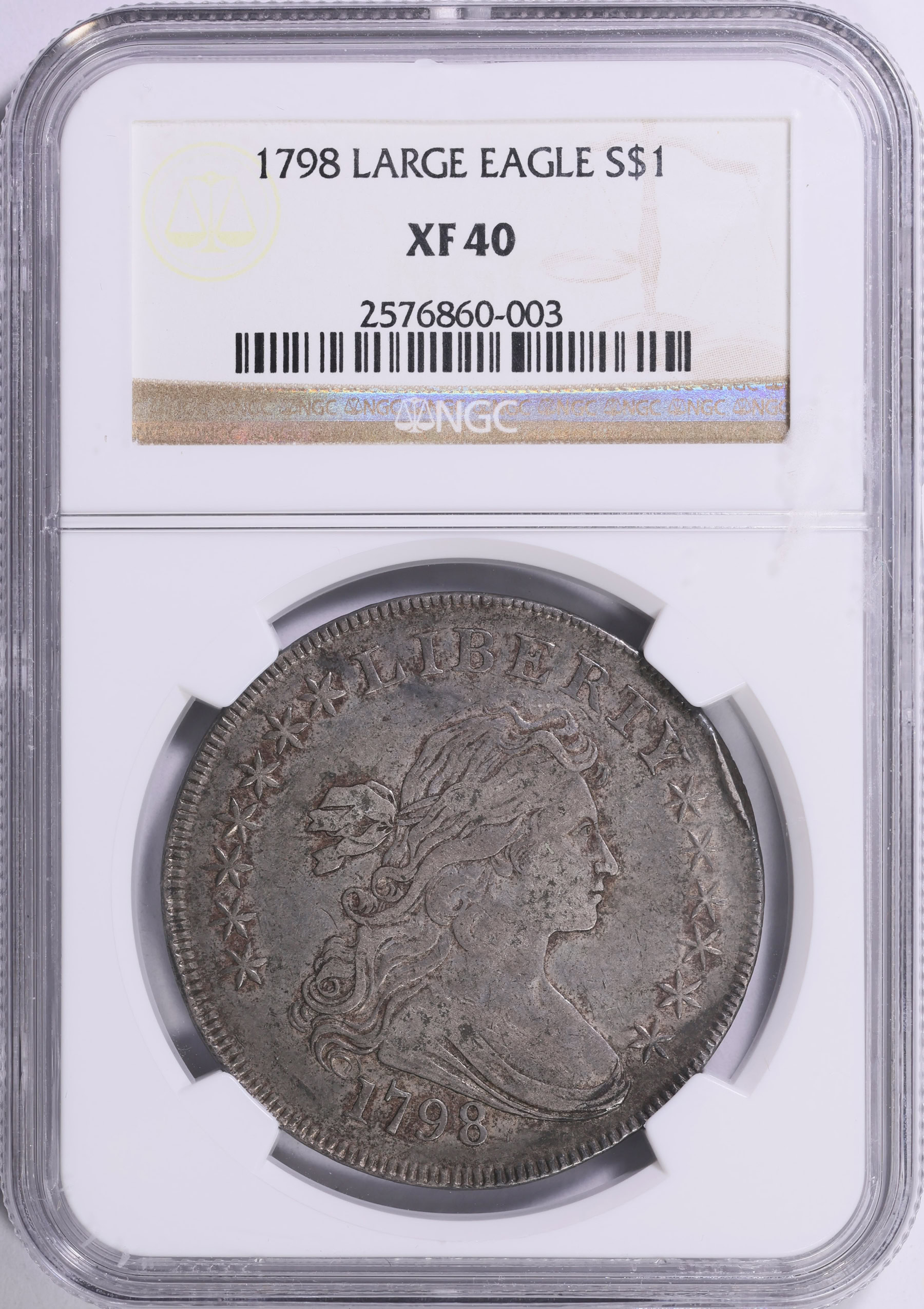 1798 Draped Bust Silver Dollar Large Eagle NGC XF-40 (Item 1903601