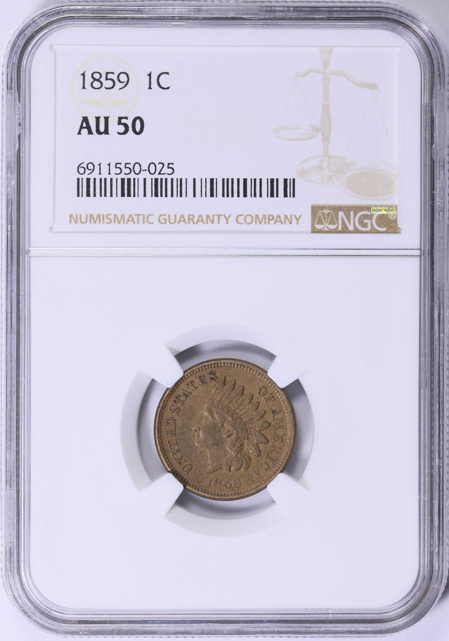 1859 Indian Cent NGC AU-50 (Item 1904088) | GreatCollections Coin Auctions