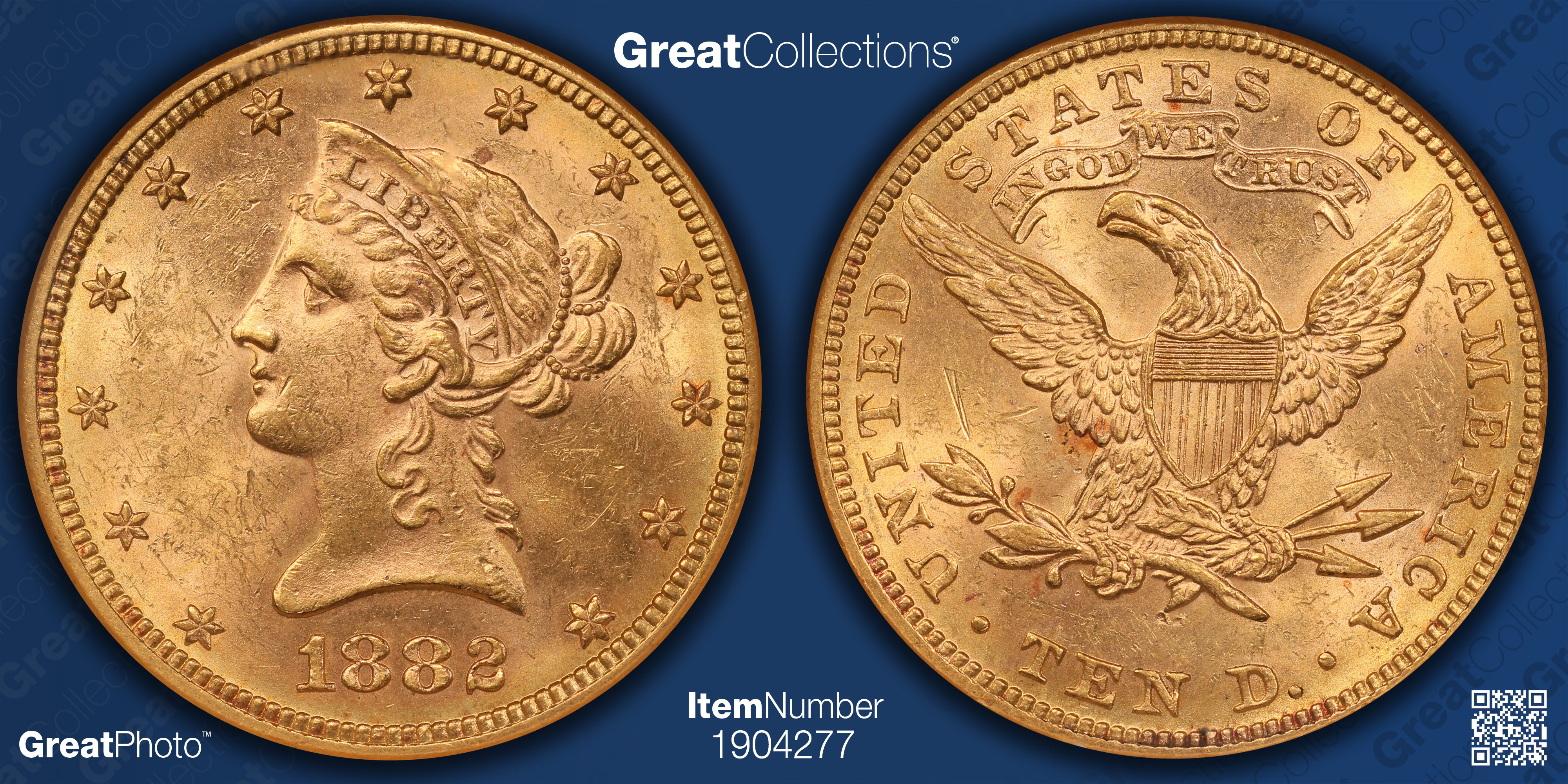1882 Liberty Gold Eagle NGC MS-62 (Item 1904277