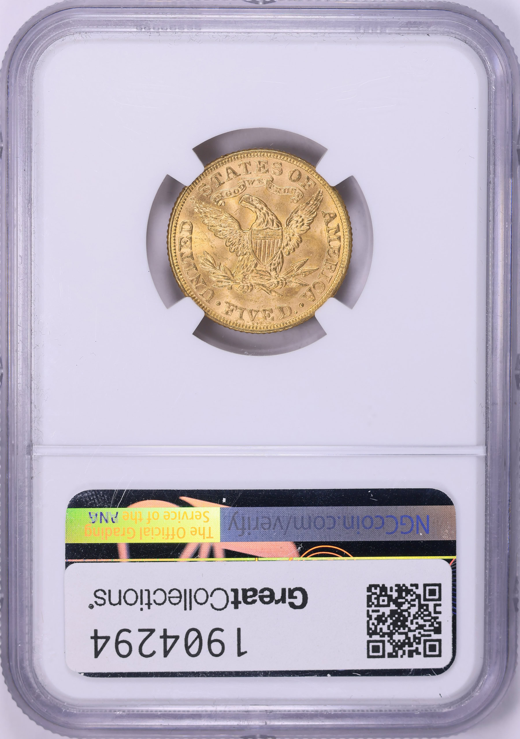 Goldマンページ 1893 Liberty Gold Half Eagle NGC MS-63 (CAC Green) (Item 1904294