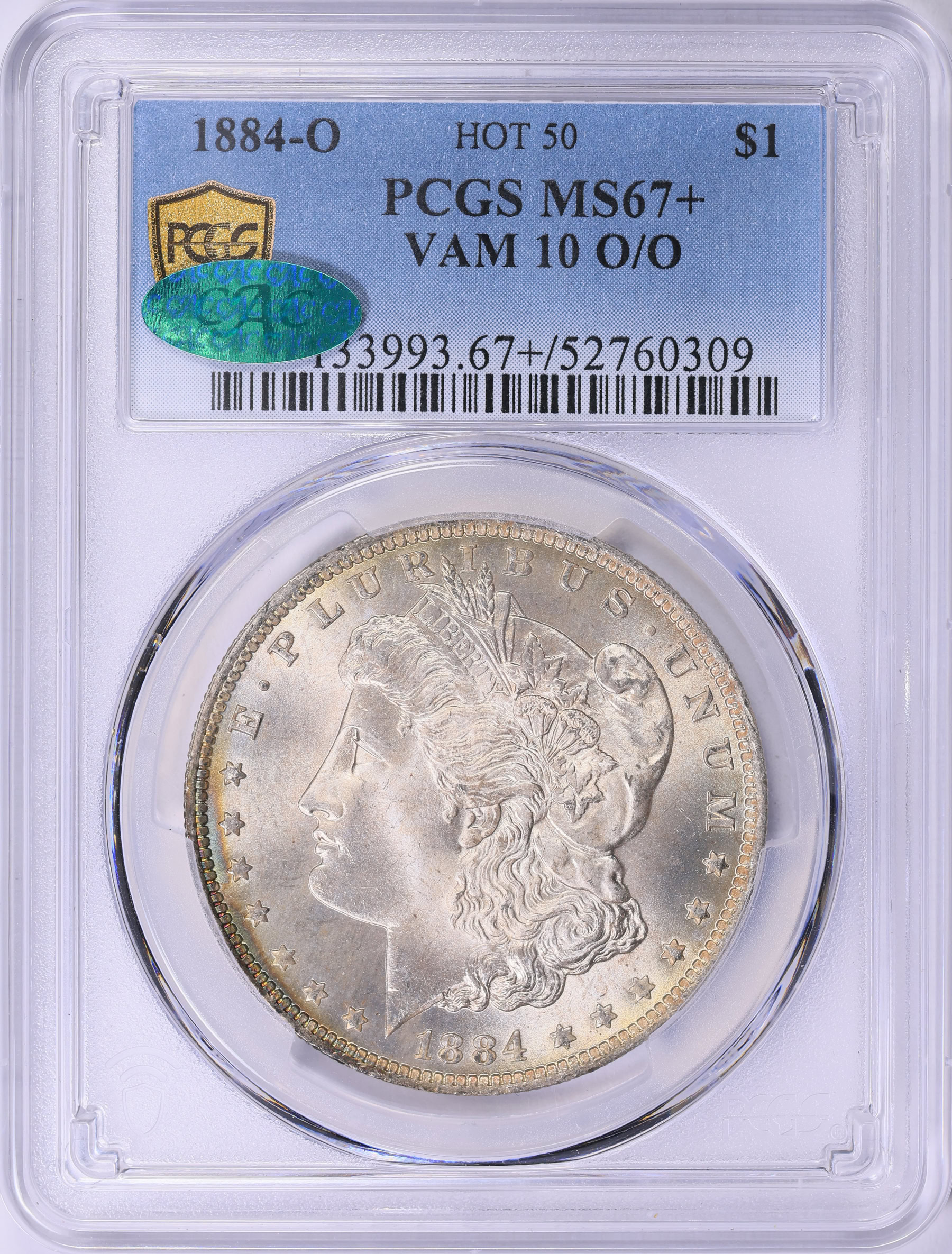 1884-O Morgan Silver Dollar O/O VAM-10 Hot 50 PCGS MS-67+ (CAC