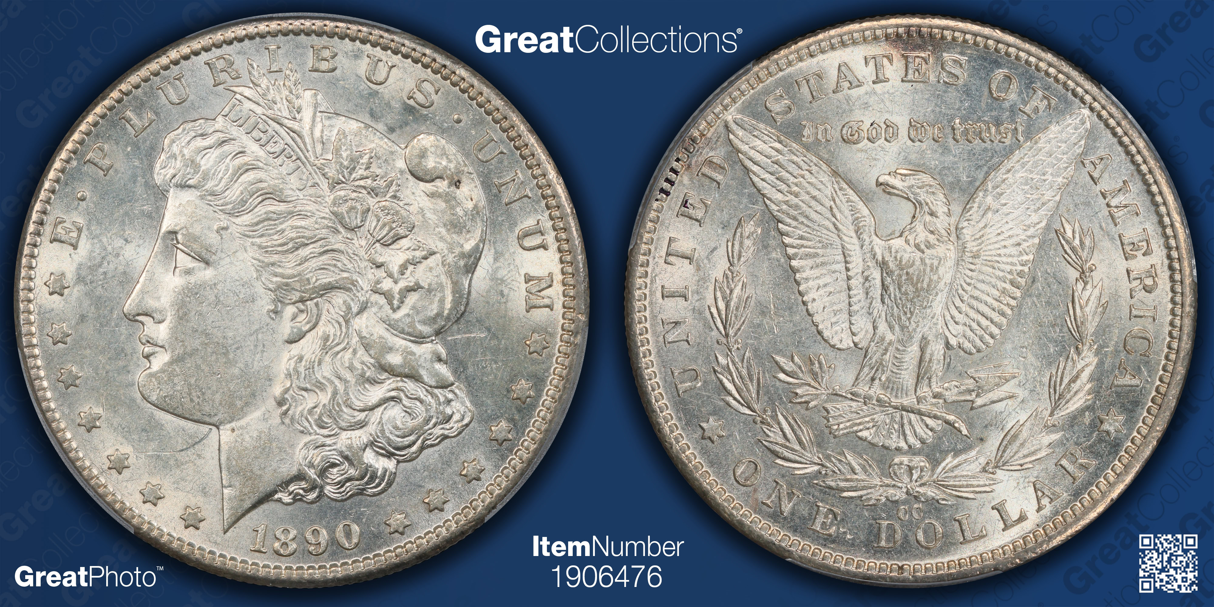 1890-CC Morgan Silver Dollar PCGS AU-55 (Item 1906476