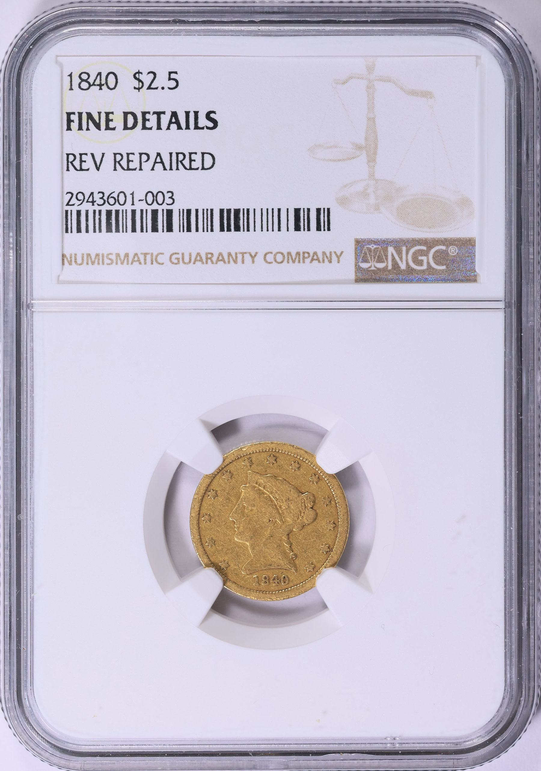 ◆LECOQ◆ Kuning PatternQP323LCU93 QP323LCU93_BWK0 1840 Liberty Gold Quarter Eagle NGC Fine Details (Item