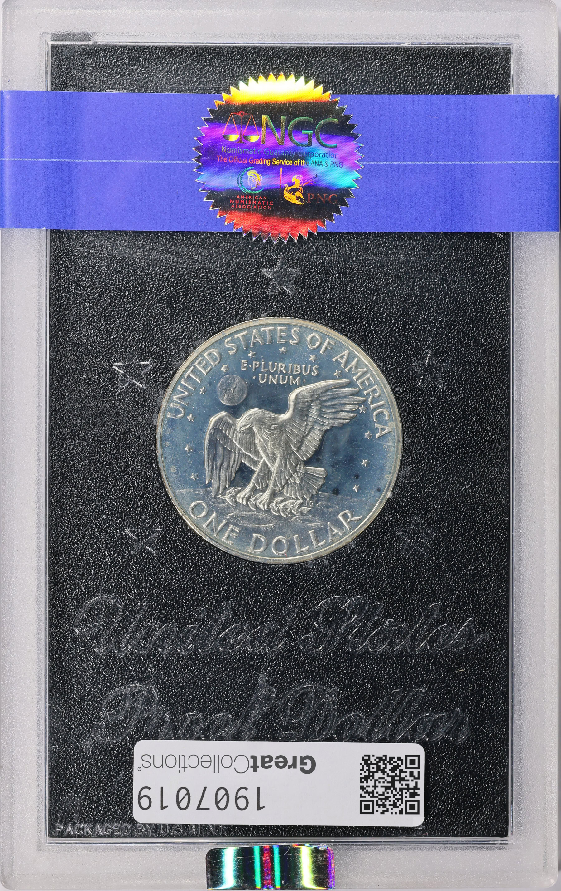 1971-S Eisenhower Dollar Silver Peg Leg R NGC Proof-67 ☆ CAMEO