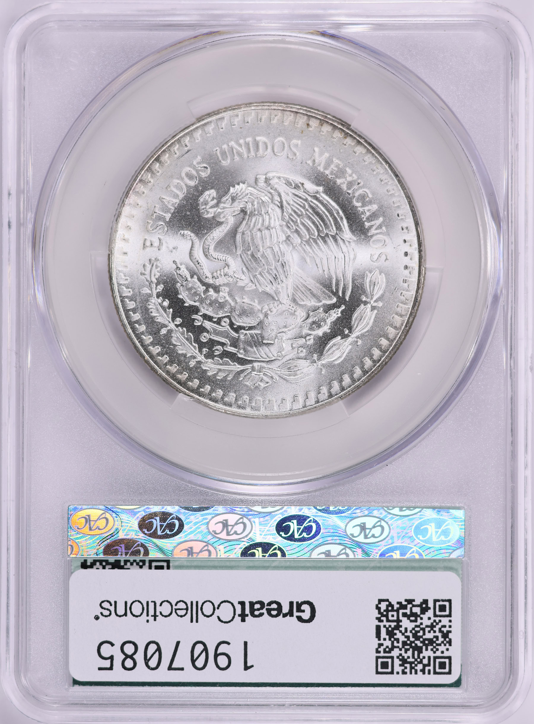 Mexico 1991-Mo Silver Onza Libertad Type 1 KM-494.2 CACG MS-68