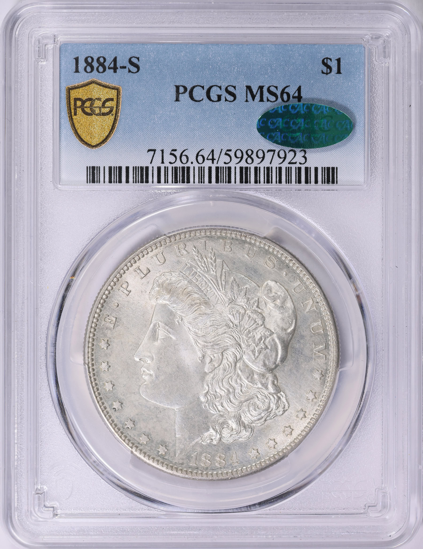 1884-S Morgan Silver Dollar PCGS MS-64 (CAC Green) (Item 1907550 ...