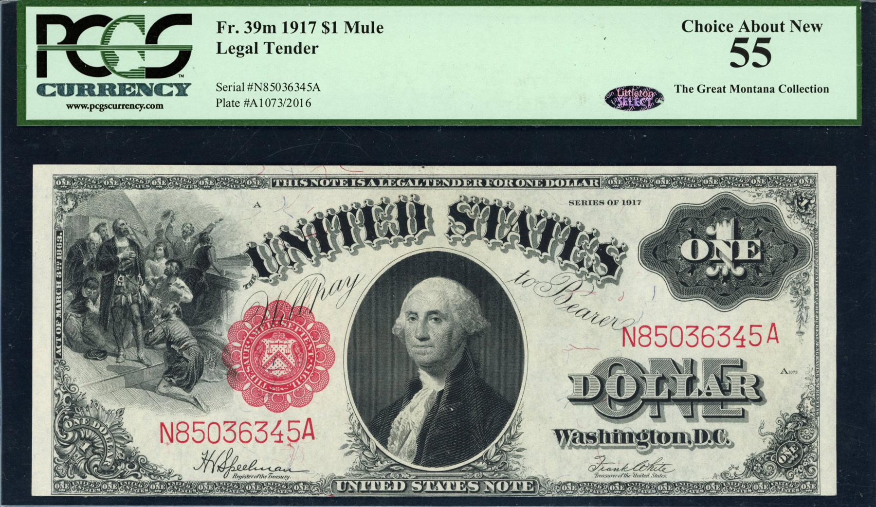Mule Note Example Fr. 39m 1917 $1 Legal Tender Mule Note Speelman / White PCGS Currency ...