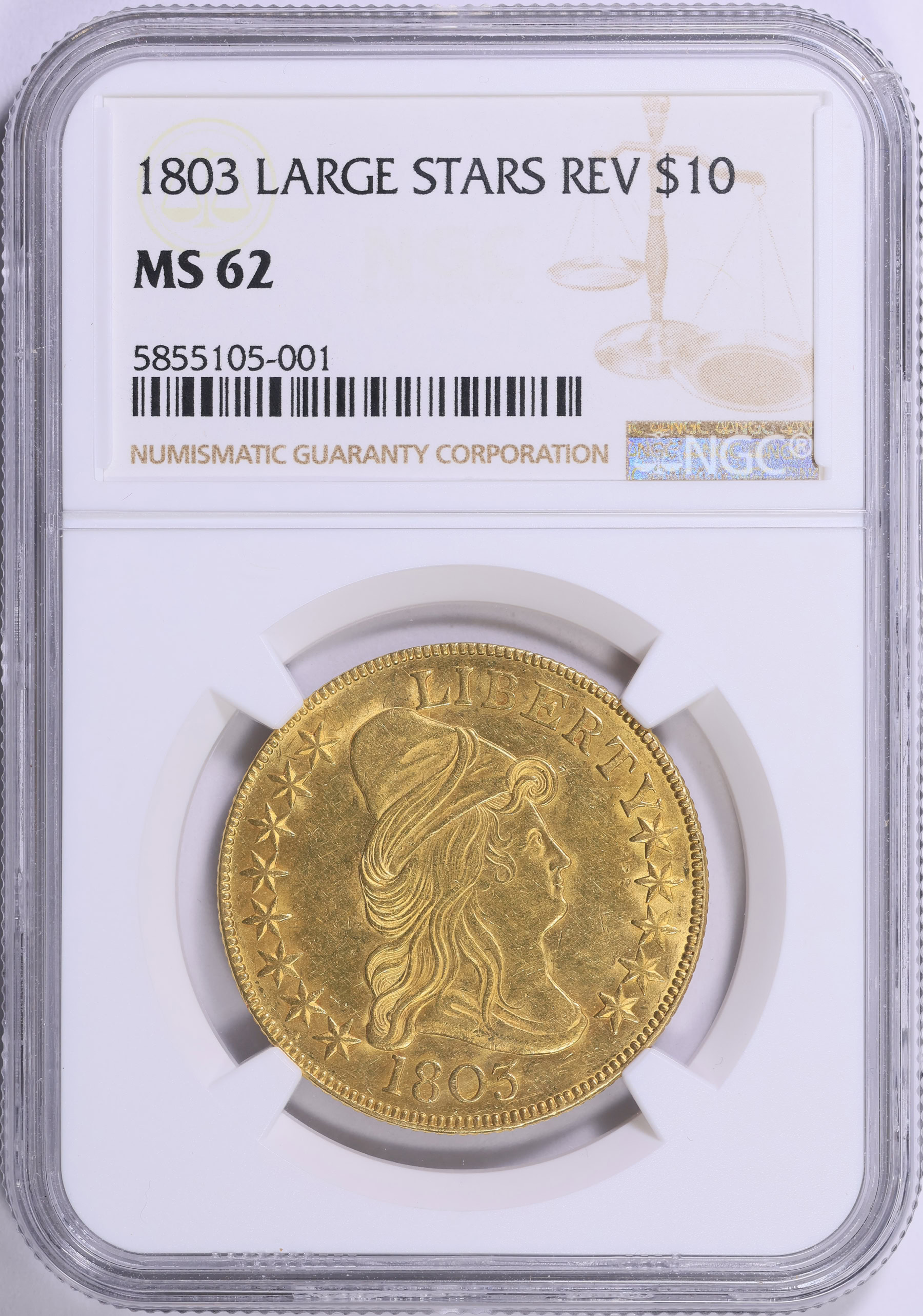 1803 Capped Bust Gold Eagle Large Stars Reverse NGC MS-62 (Item 1907867 ...