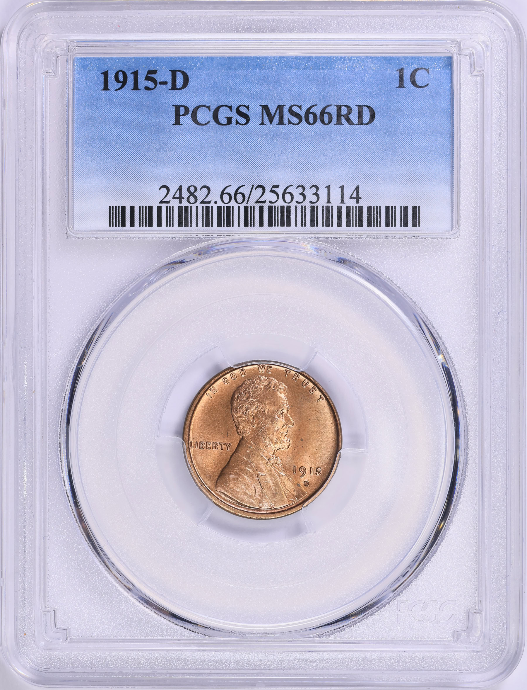 1915-D Lincoln Cent PCGS MS-66 RD (Item 1908627) | GreatCollections ...