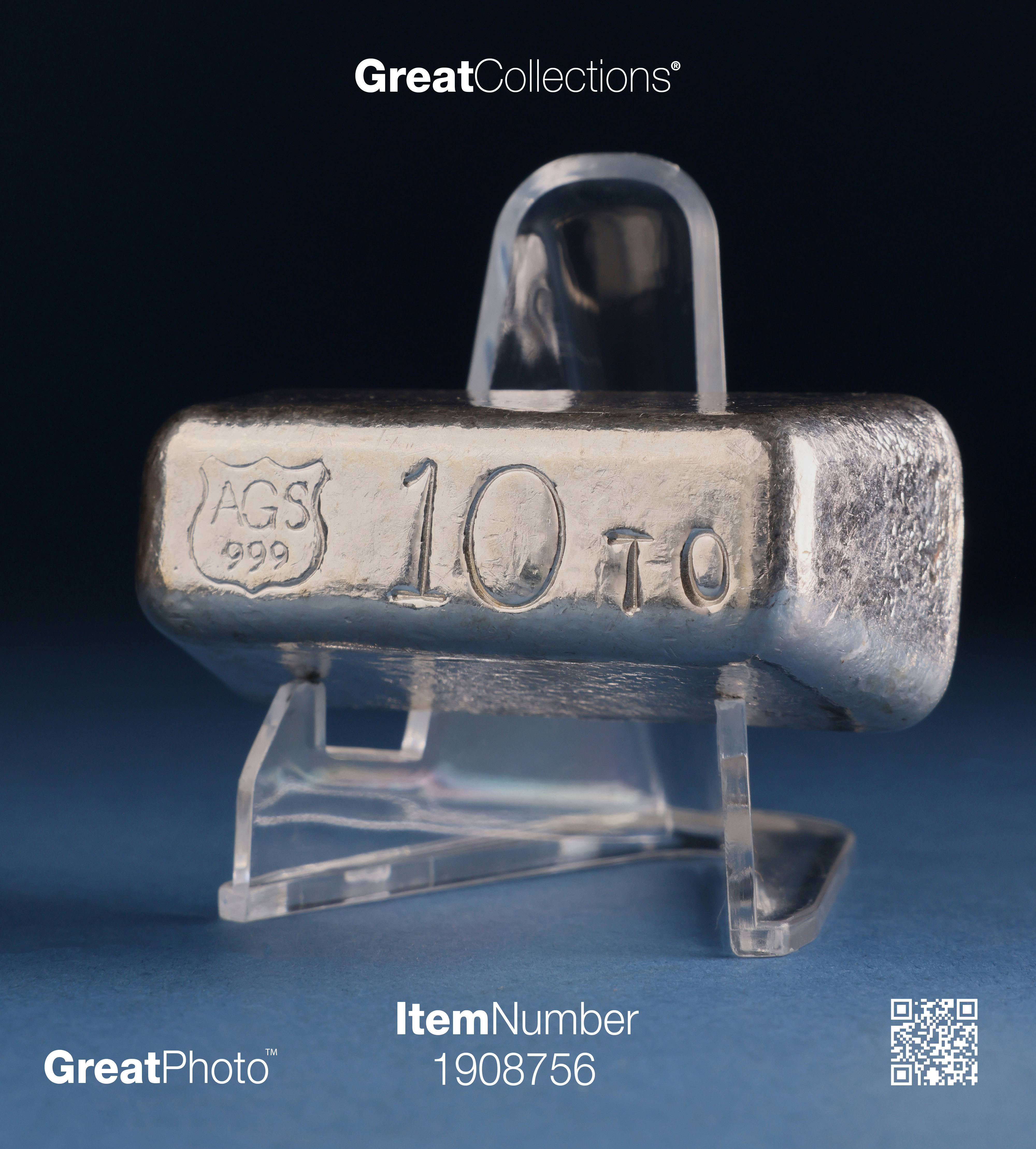 ND Silver 10oz AGS Ingot/Bar Uncertified (ASW = 9.99 oz.) | Cert #n/a ...