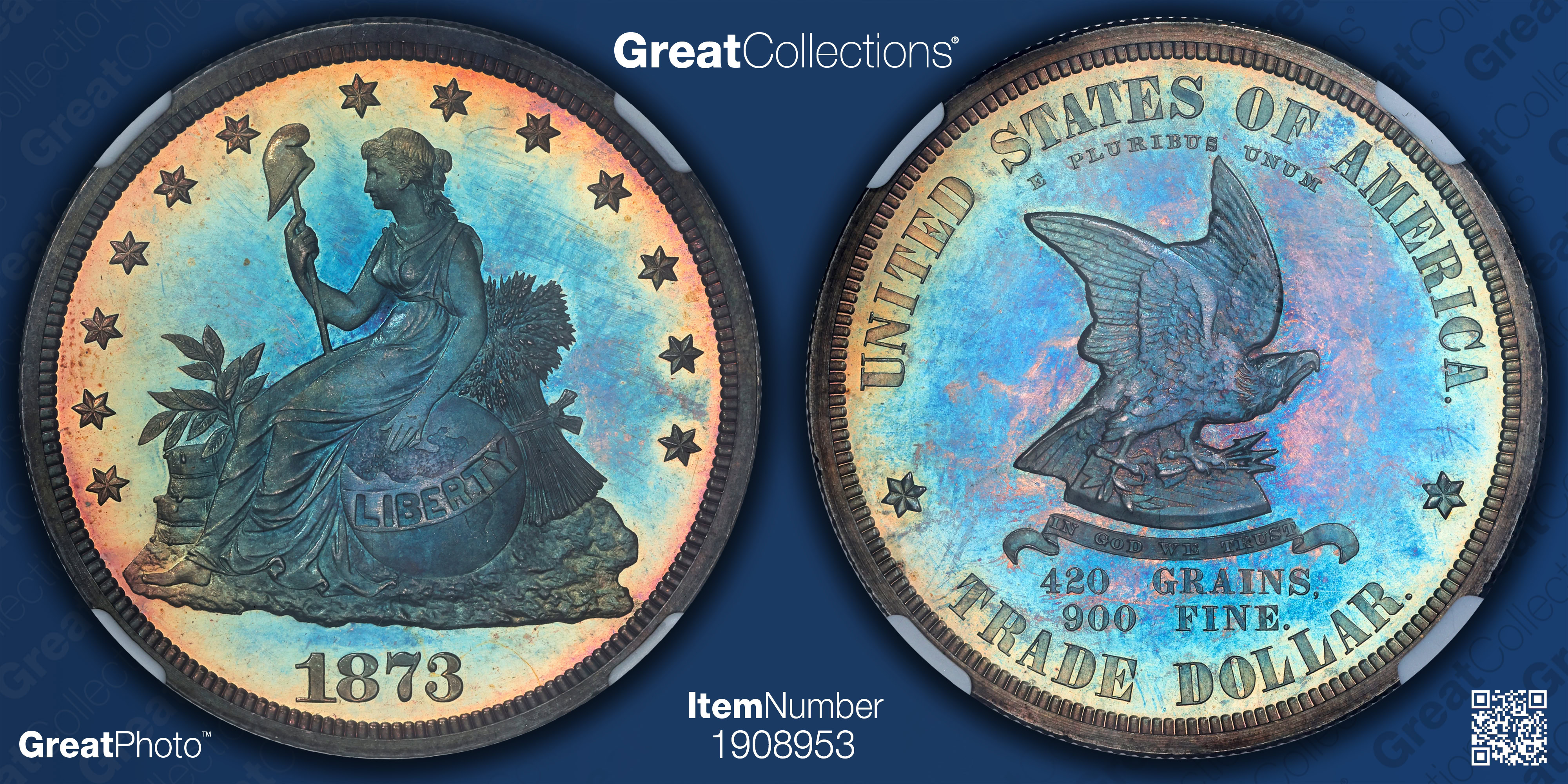 Pattern 1873 T$1 J-1315 NGC Proof-65 CAMEO (Toned) (Item 1908953