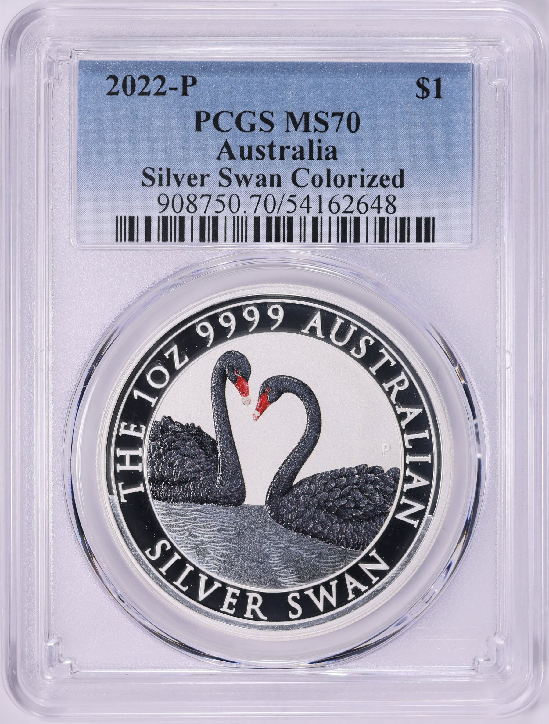 Australia 2022-P Colorized Silver Dollar Swan KM-4347 PCGS MS-70 (Item ...