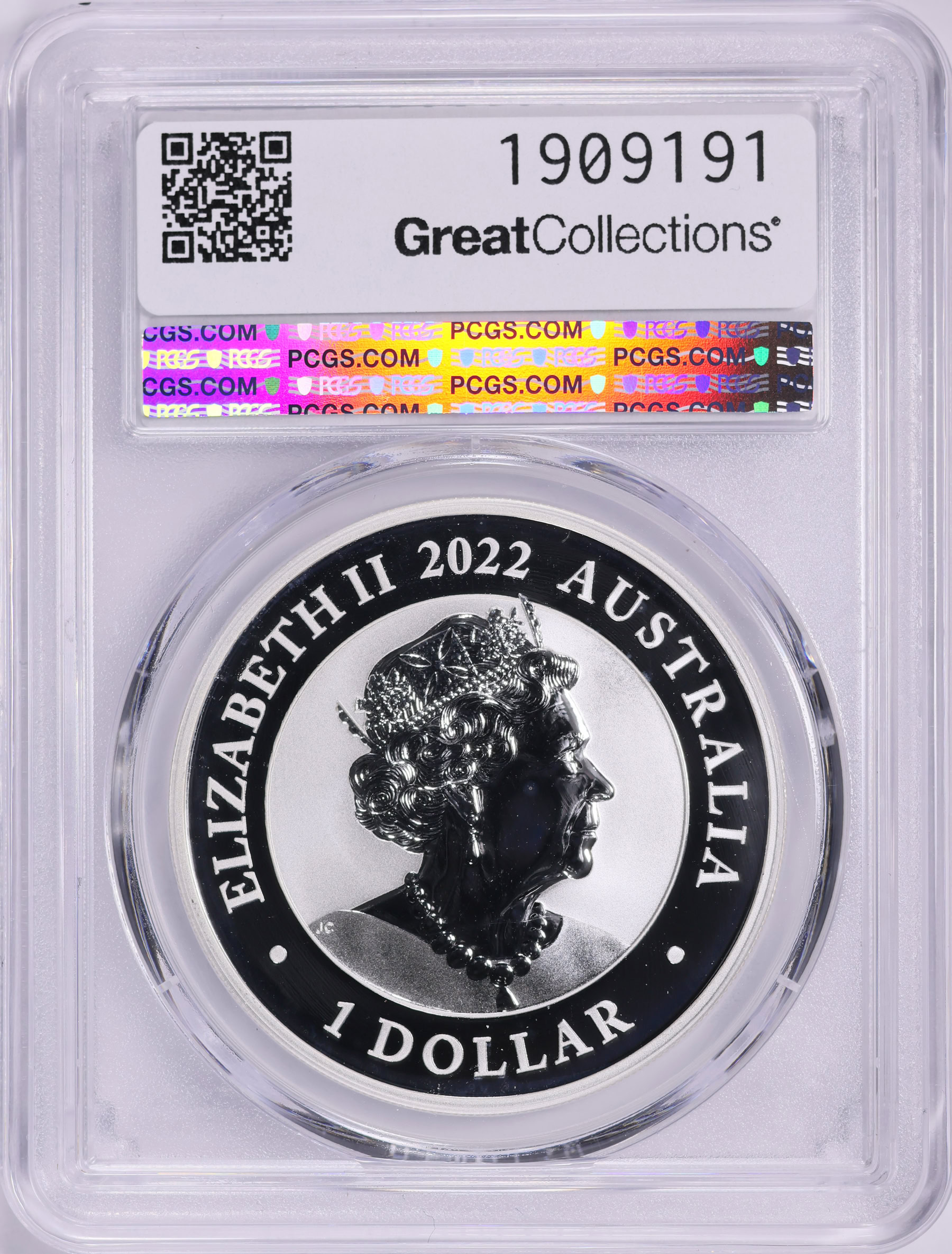Australia 2022-P Colorized Silver Dollar Swan KM-4347 PCGS MS-69