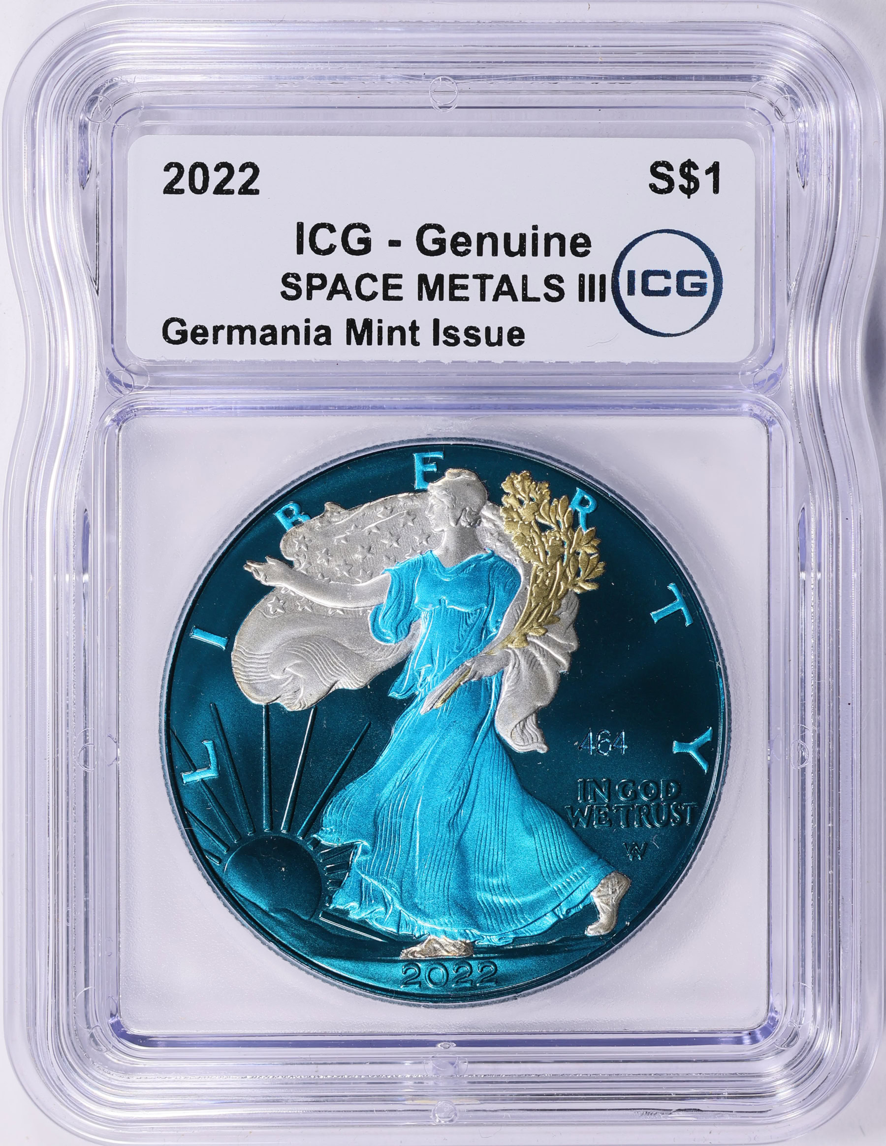 2022 $1 Silver Eagle Space Metals III Germania Mint Issue ICG