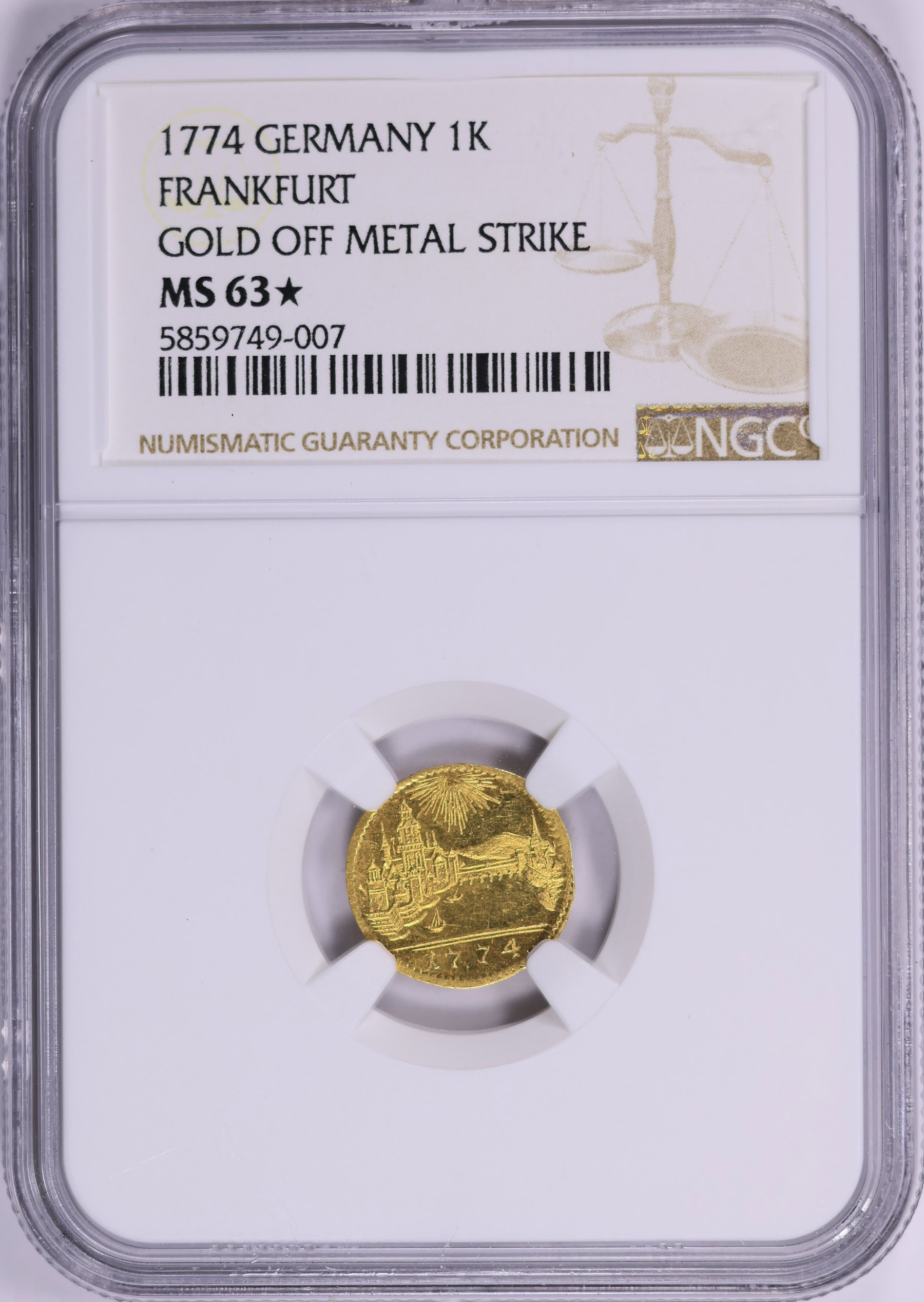 Germany - Frankfurt 1774-BN Gold Kreuzer Off Metal Strike KM-Pn58