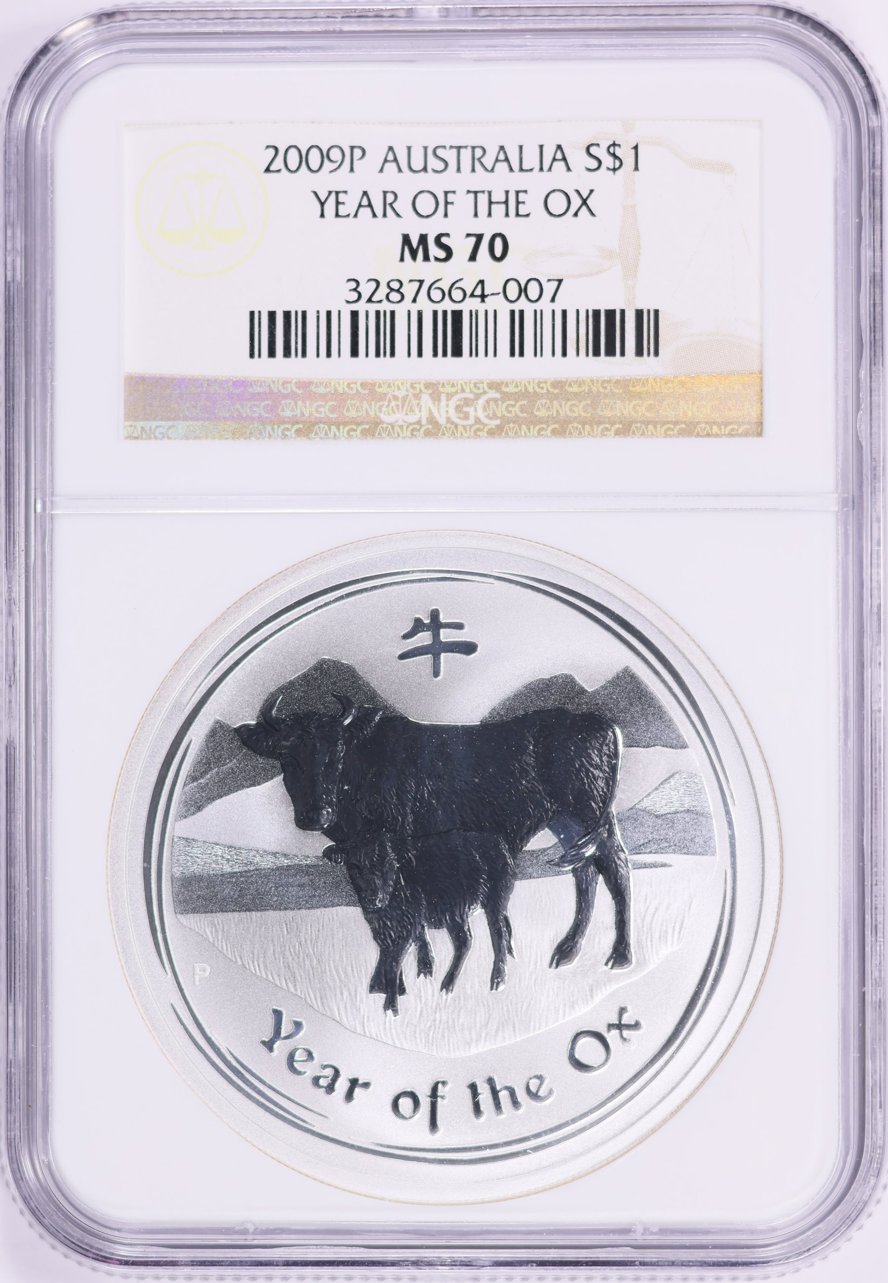 Australia 2009-P Silver Dollar Lunar Series, Year of the Ox NGC MS