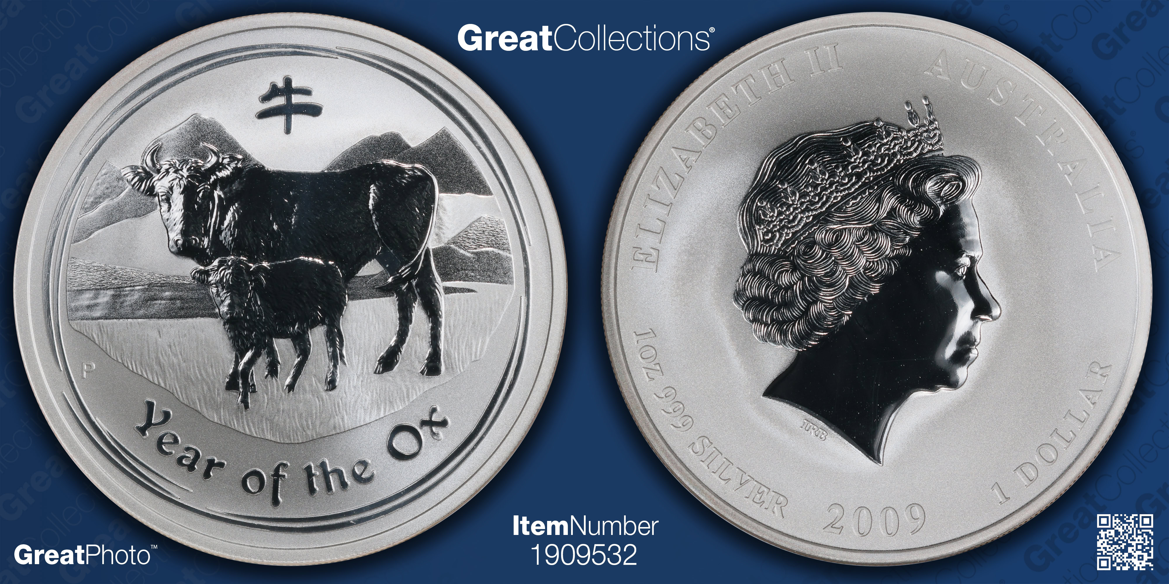 Australia 2009-P Silver Dollar Lunar Series, Year of the Ox NGC MS