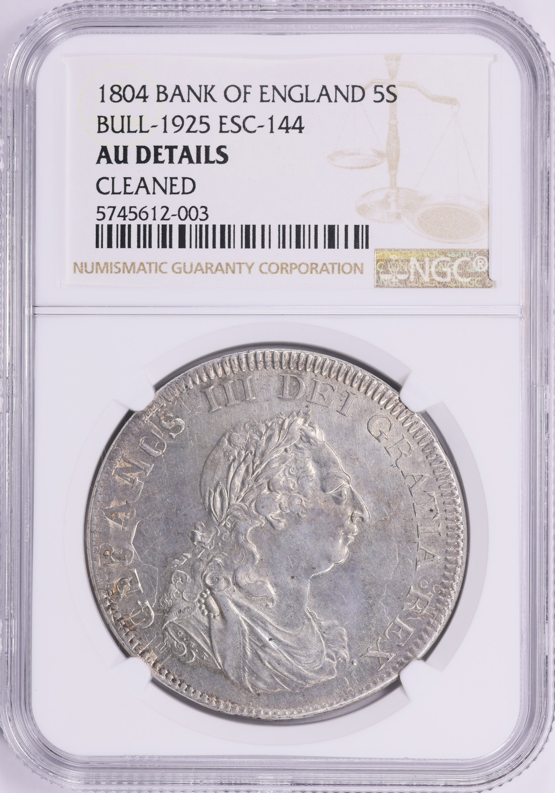 Great Britain 1804 Silver 5 Shillings Bank of England Dollar KM-Tn1 NGC ...