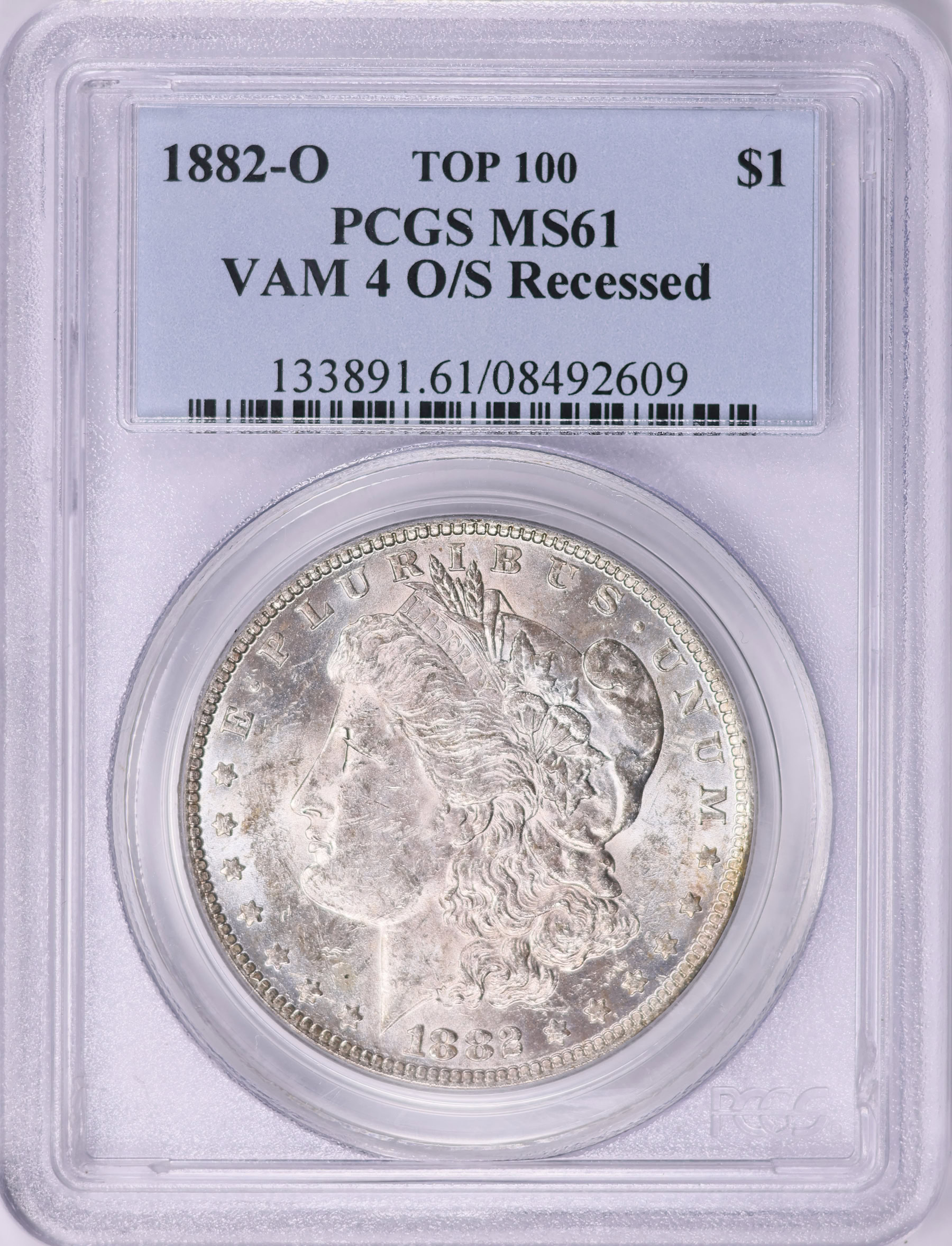 1882-O/S Morgan Silver Dollar O/S Recessed VAM-4 Top 100 PCGS MS