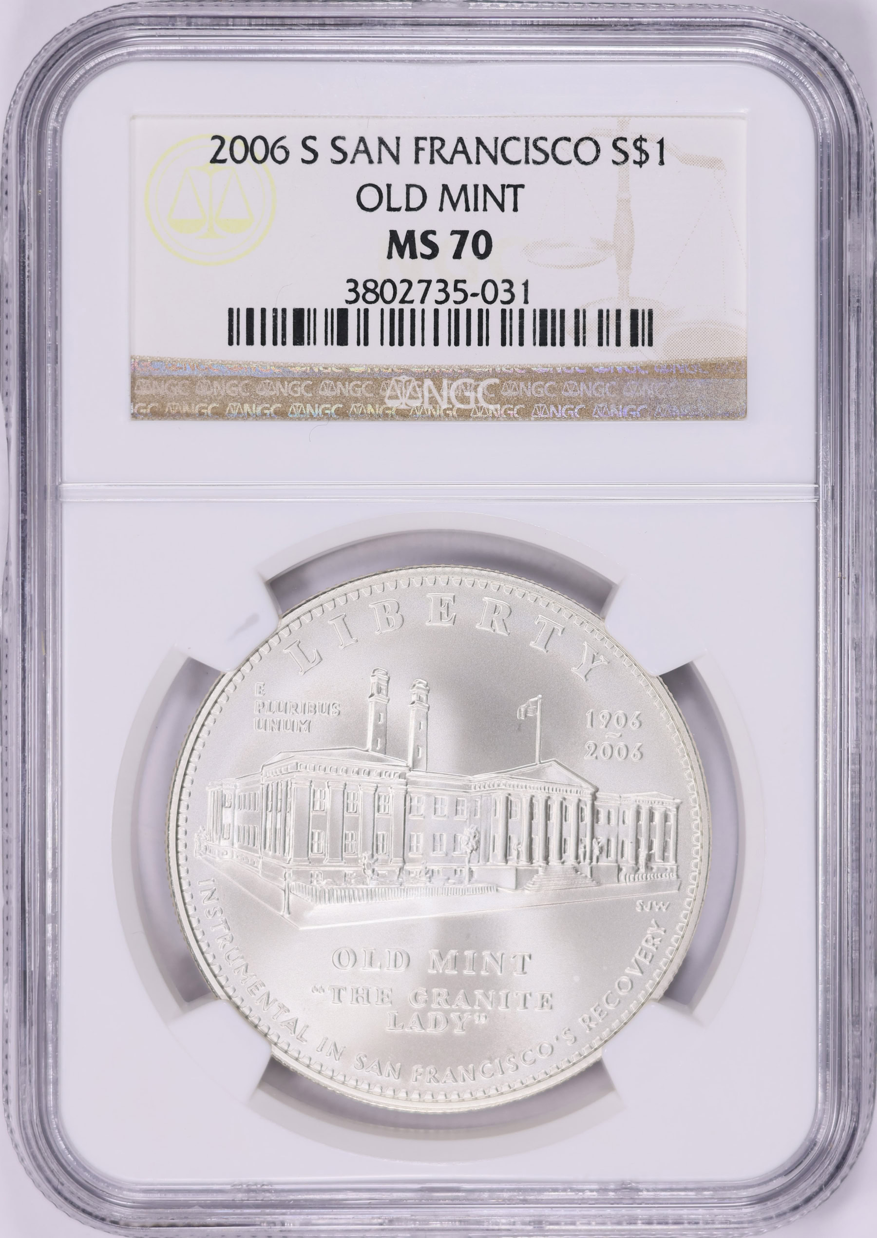 2006-S San Francisco Old Mint Centennial Silver Dollar NGC MS-70