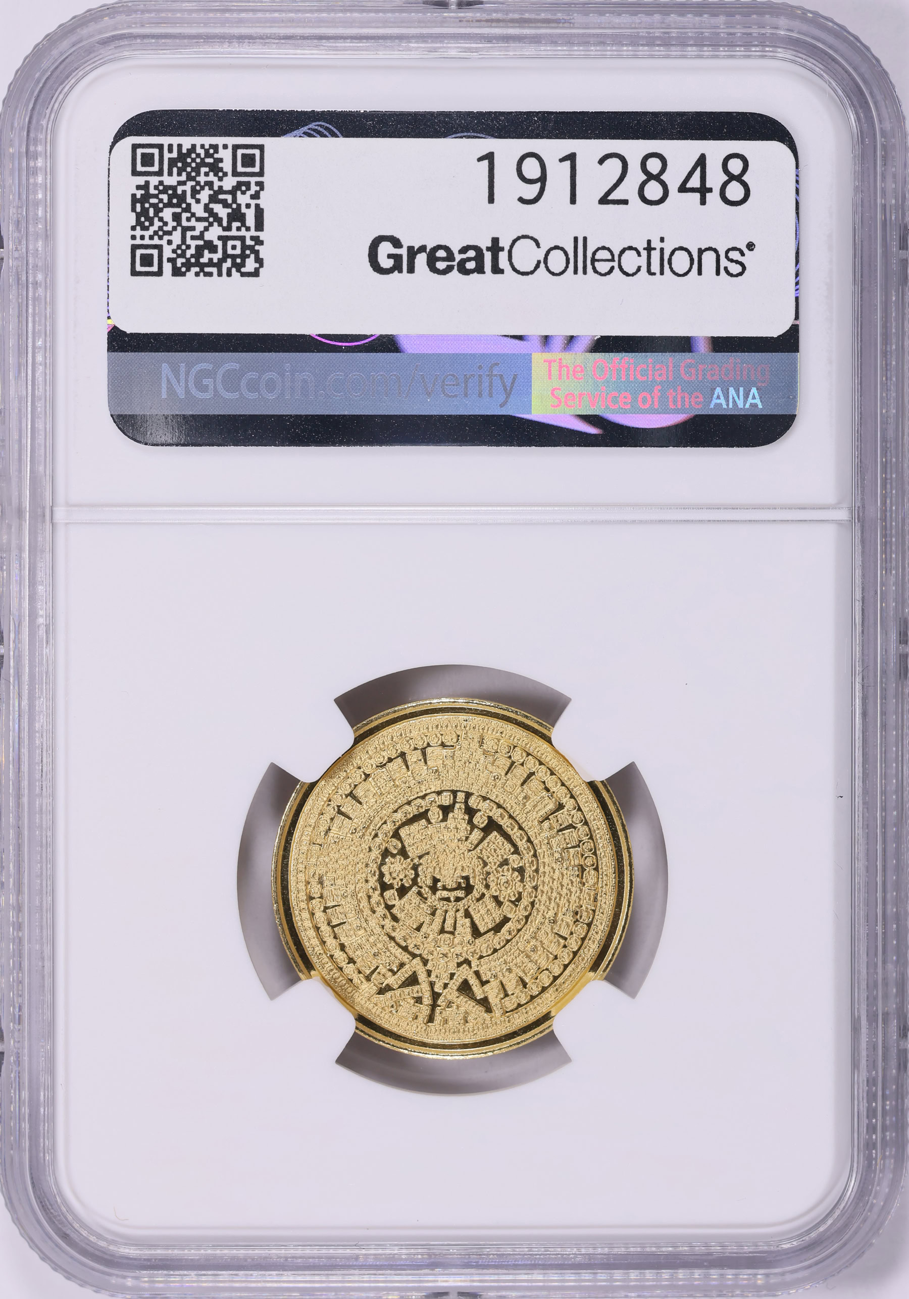 Mexico 1968-NI Gold 7gms Olympics Stadium Medal NGC MS-65 (AGW