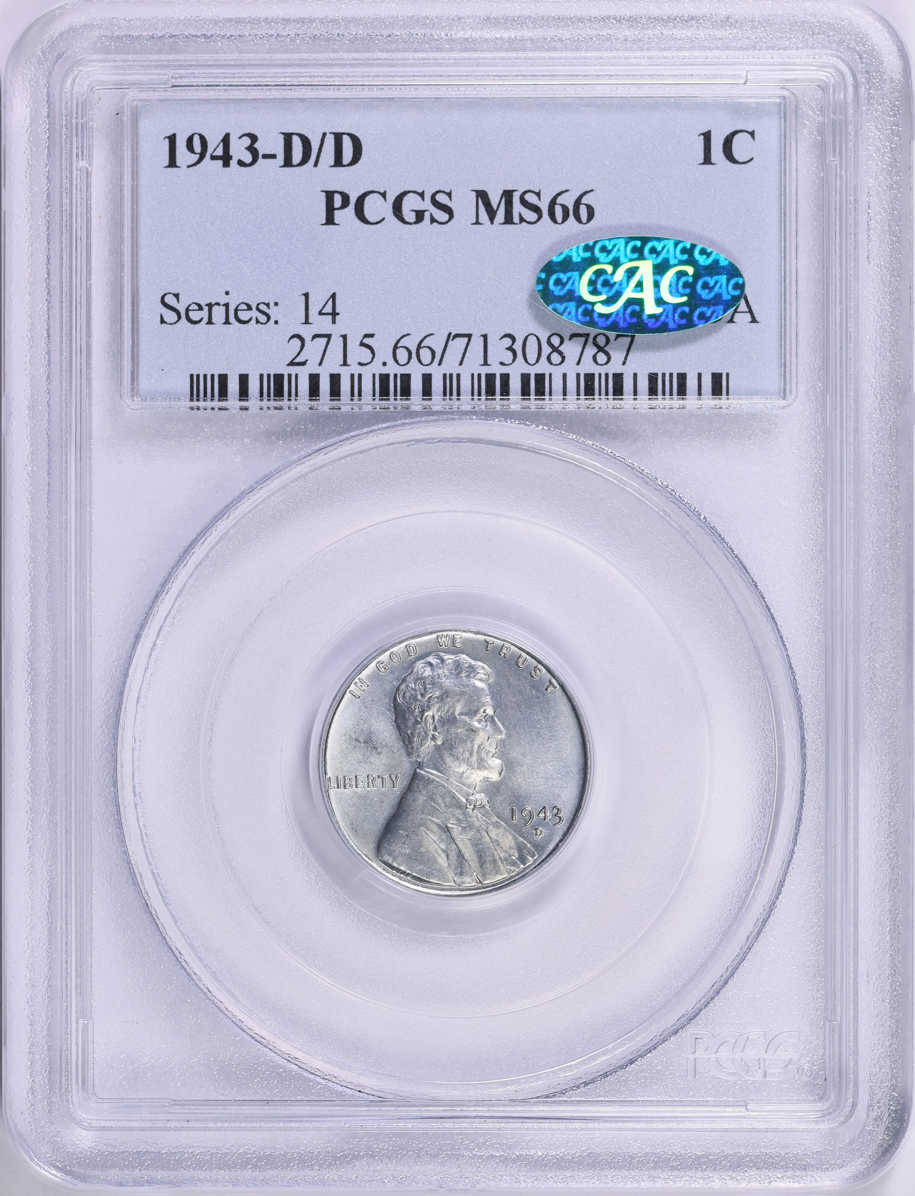 1943年　D アメリカ　10セント　PCGS MS66FB 1943-D リンカーン セント - PCGS MS66: 6 枚のコイン 1943年 D