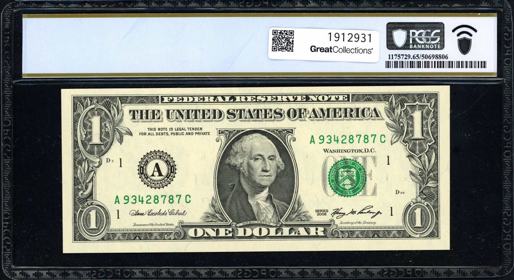 Off Set Error Banknote Fr. 1932-A (AC Block) 2006 $1 Boston Federal Reserve Error Note *Offset ...