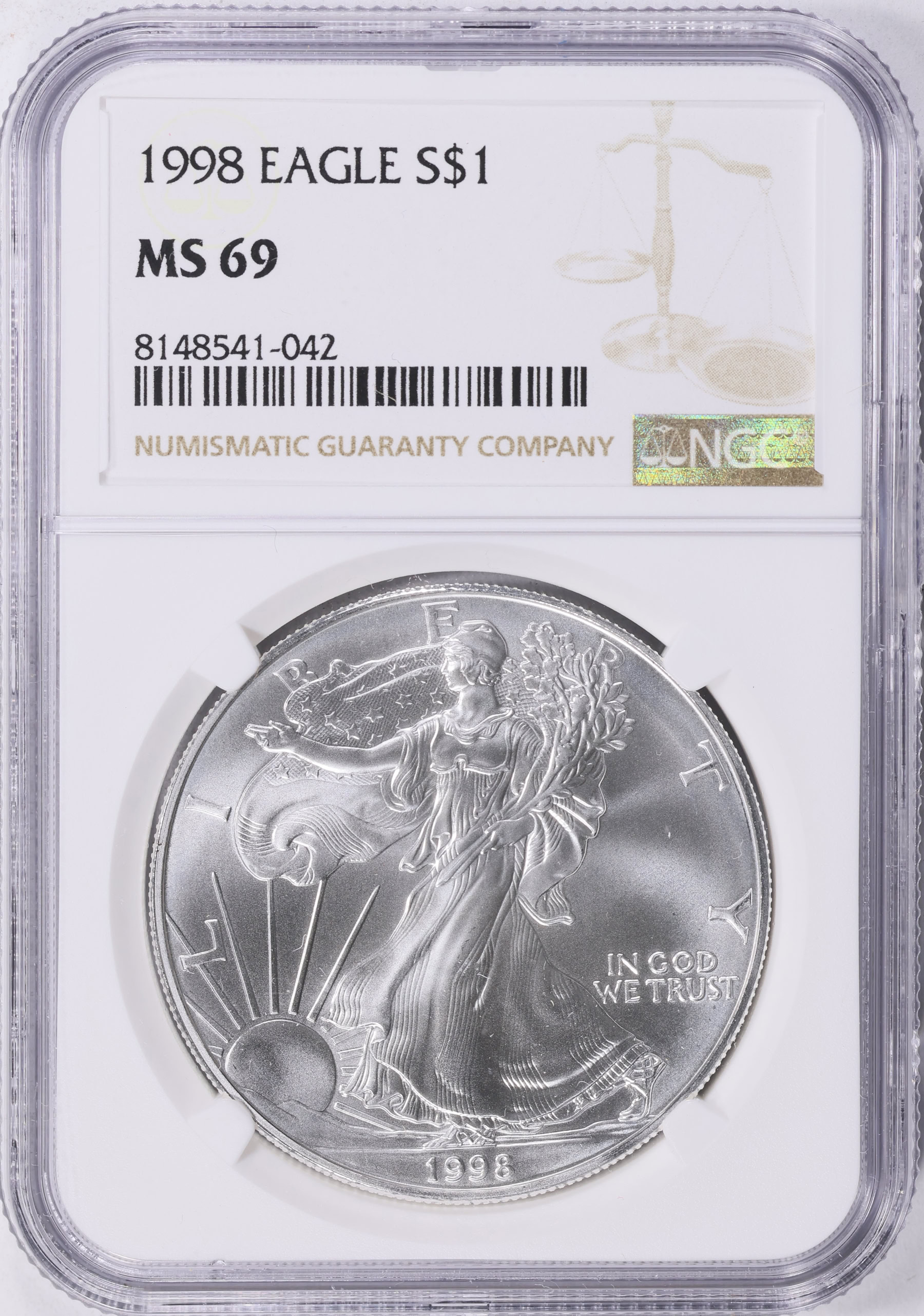 1998 $1 Silver Eagle NGC MS-69 (Item 1912994) | GreatCollections