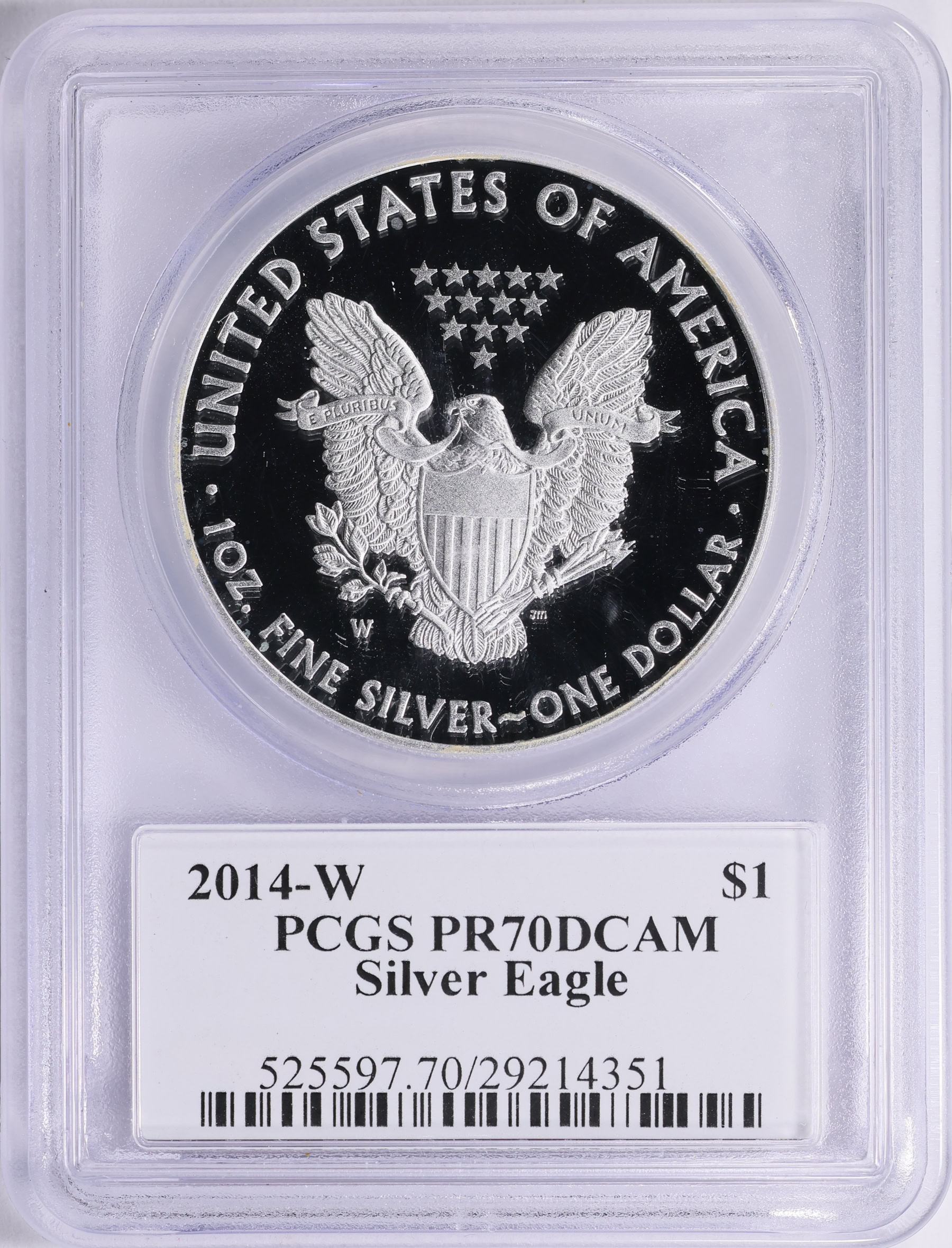 2014-W $1 Silver Eagle PCGS Proof-70 DCAM (Mercanti Signed Flag