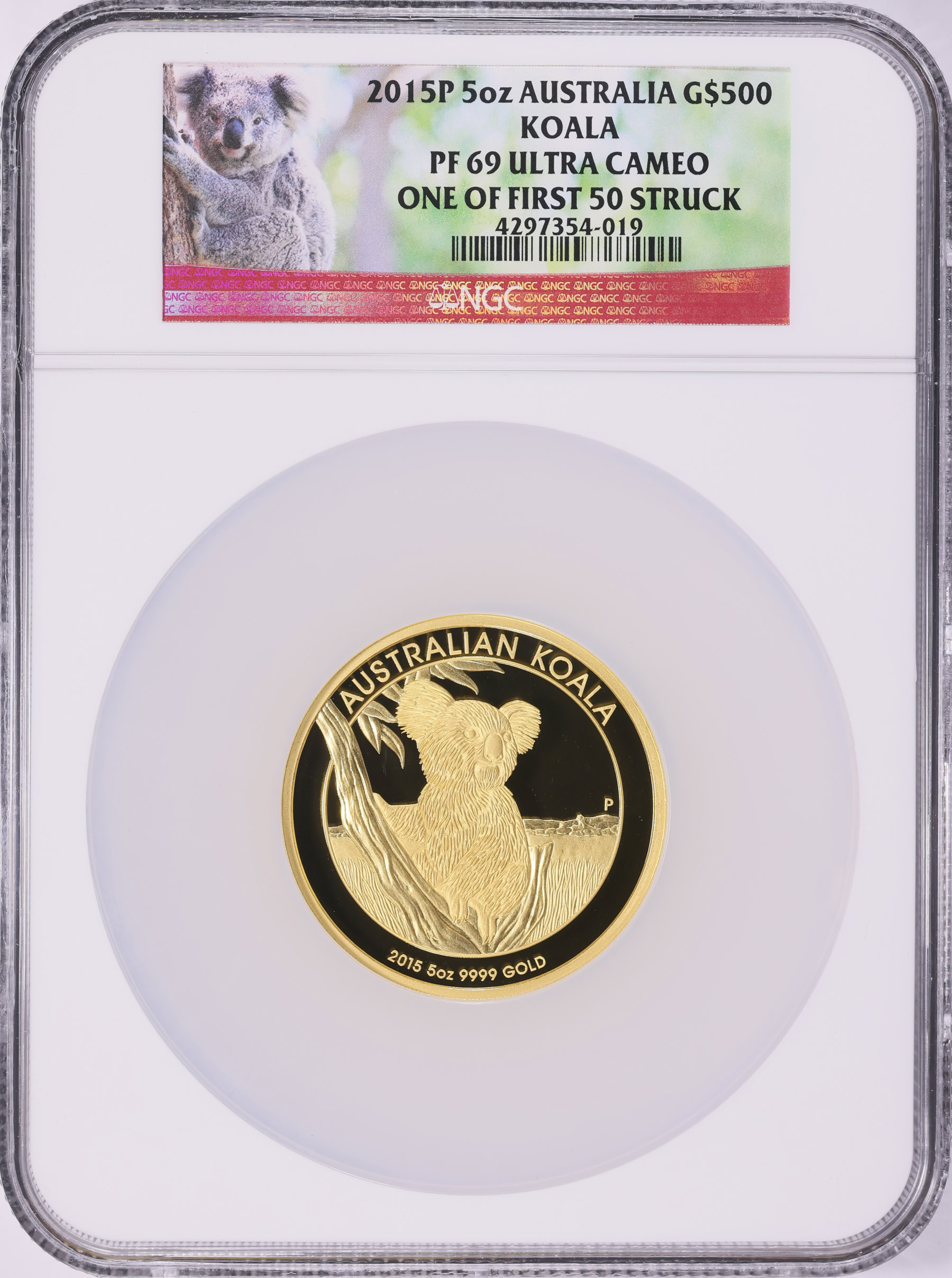 Australia 2015-P Gold $500 Koala in Case of Issue NGC Proof-69 UC