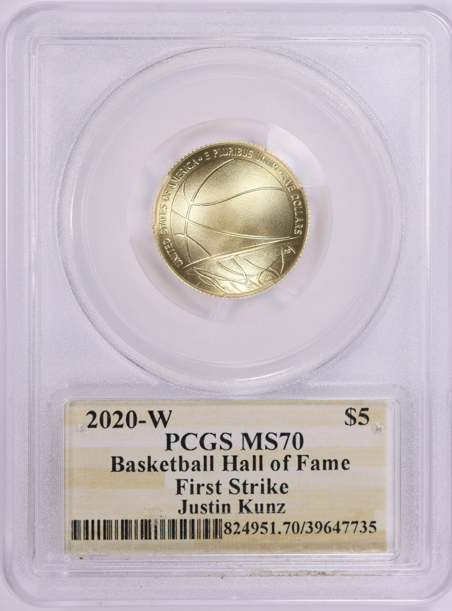 2020-W Basketball Hall of Fame Gold $5 First Strike PCGS MS-70