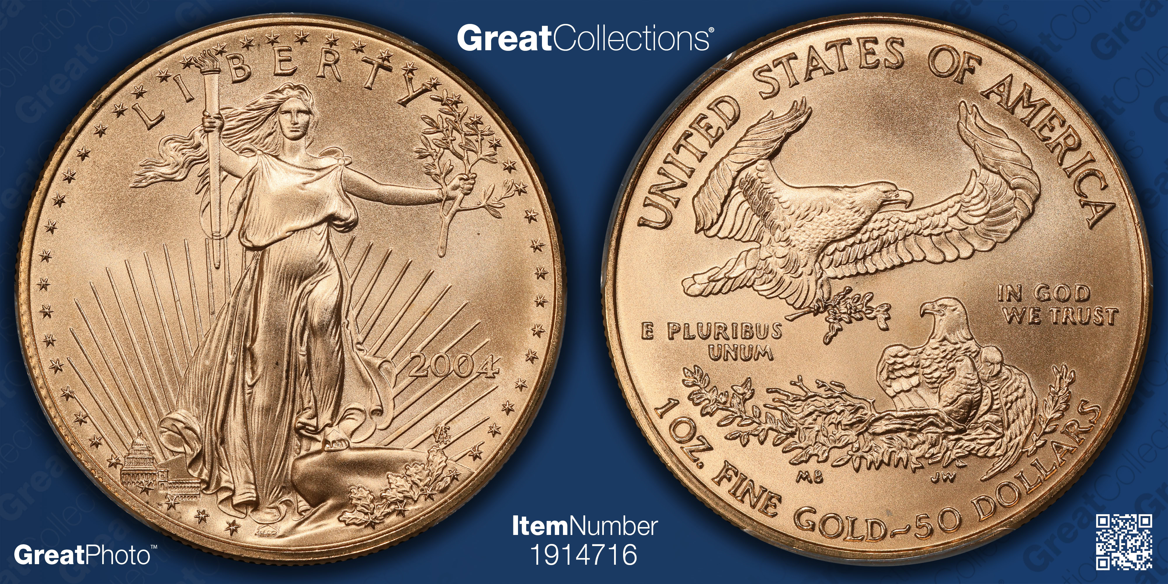 2004 $50 One-Ounce Gold American Eagle PCGS MS-70 (Item 1914716