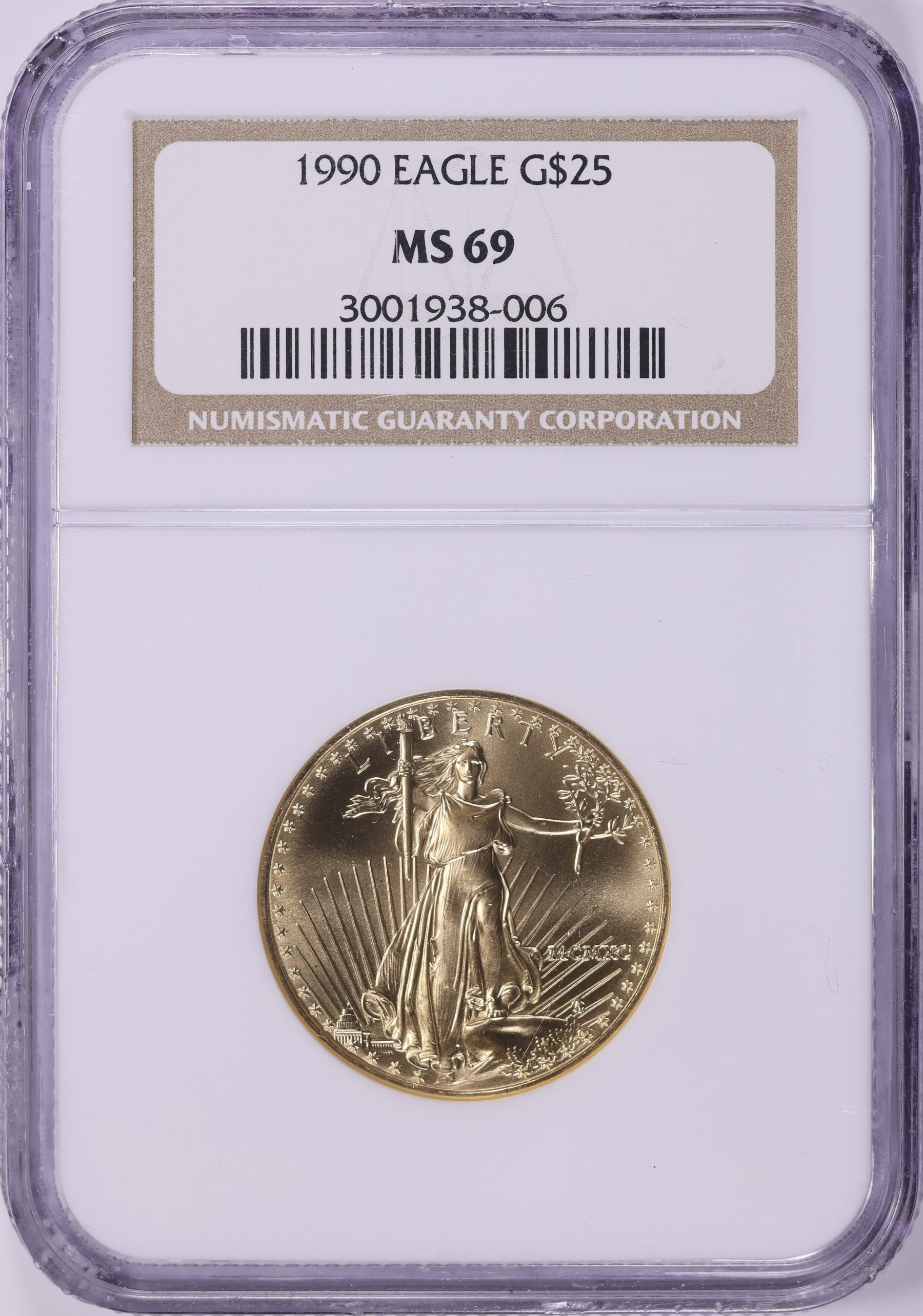 1990 $25 Half-Ounce Gold American Eagle NGC MS-69 (Item 1914907