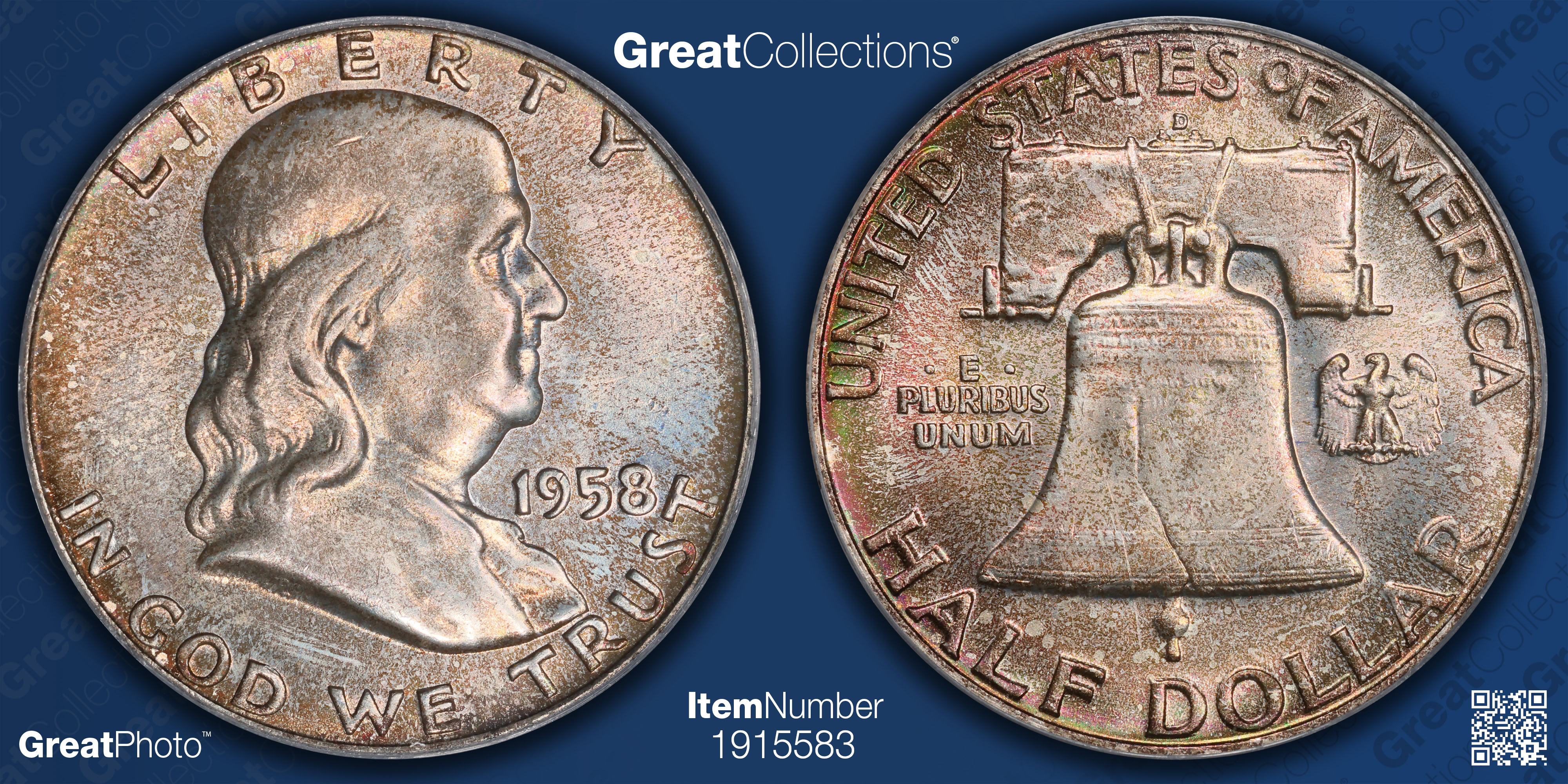 1958-D Franklin Half Dollar PCGS MS-64 FBL (Toned) (Item 1915583