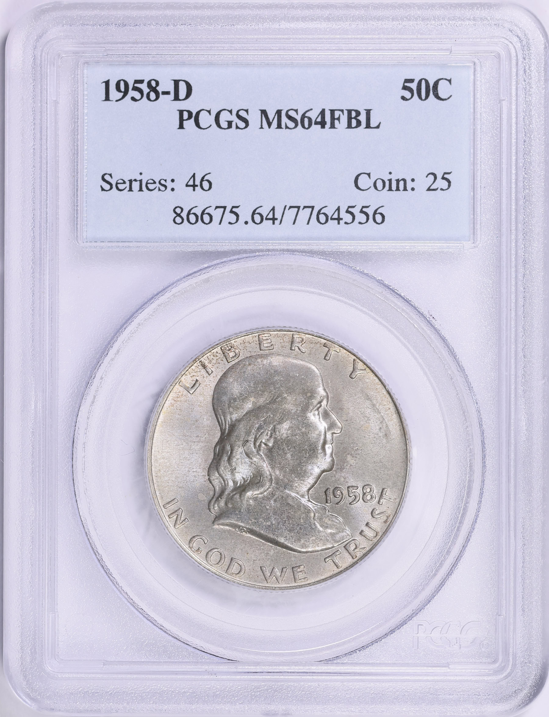 1958-D Franklin Half Dollar PCGS MS-64 FBL (Toned) (Item 1915585