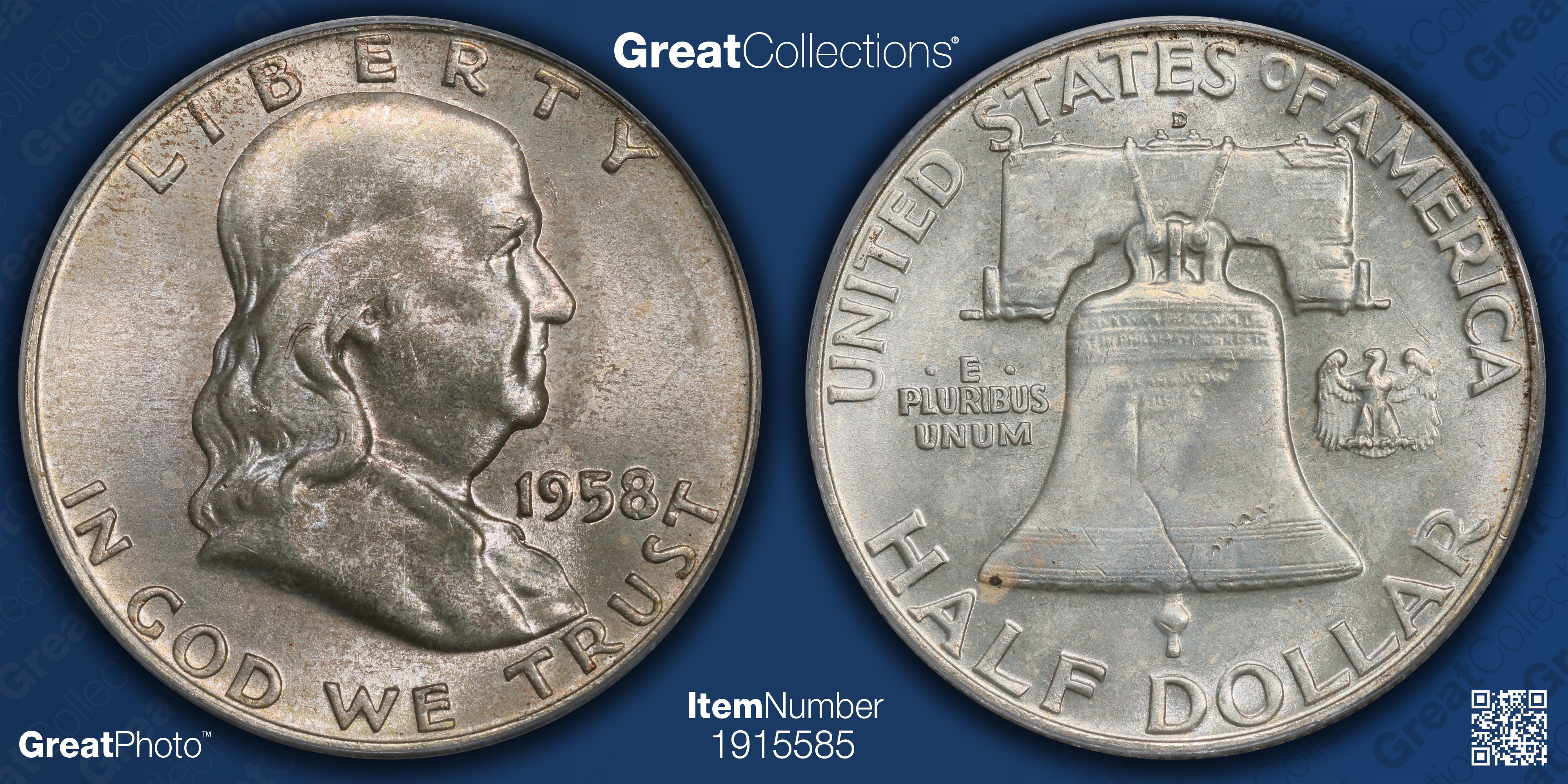 1958-D Franklin Half Dollar PCGS MS-64 FBL (Toned) (Item 1915585