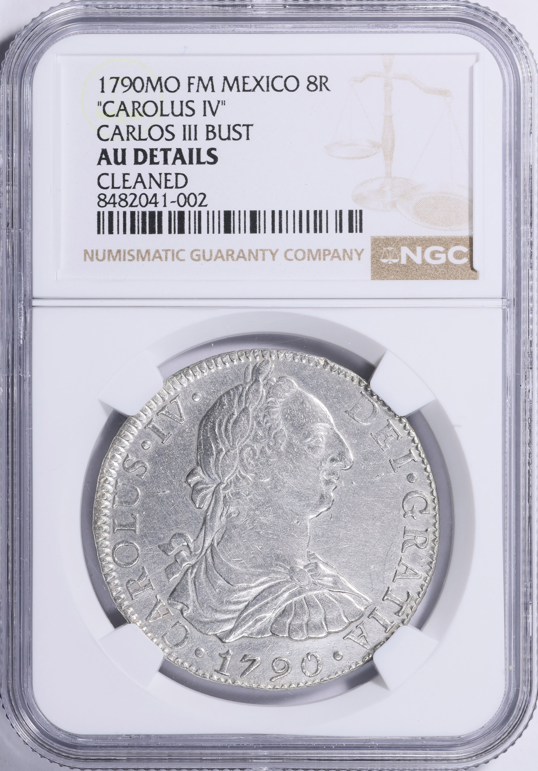 Mexico 1790-Mo FM Silver 8 Reales CAROLUS IV KM-107 NGC AU Details