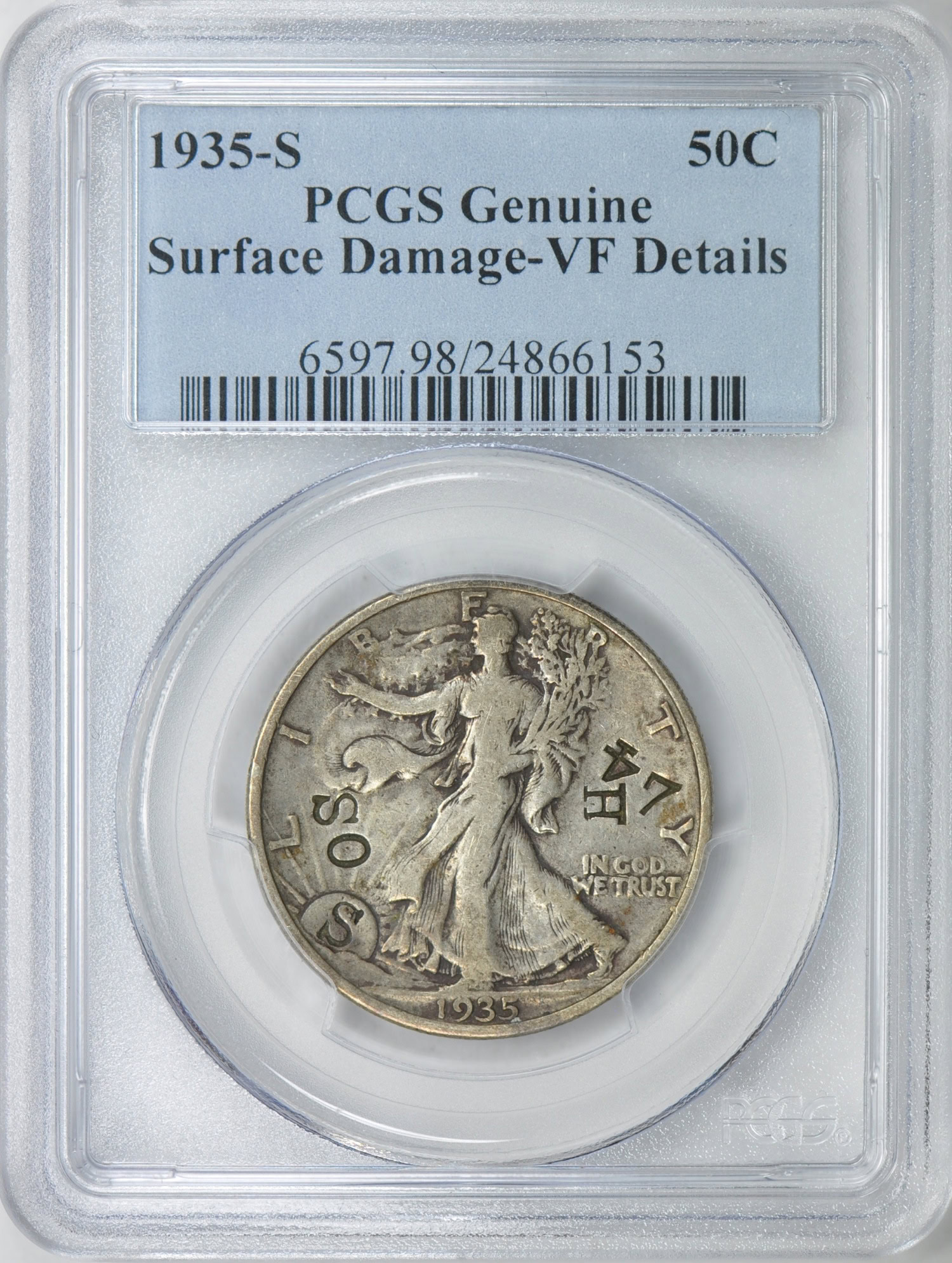 1935-S Walking Liberty Half Dollar PCGS Genuine VF Details (Item