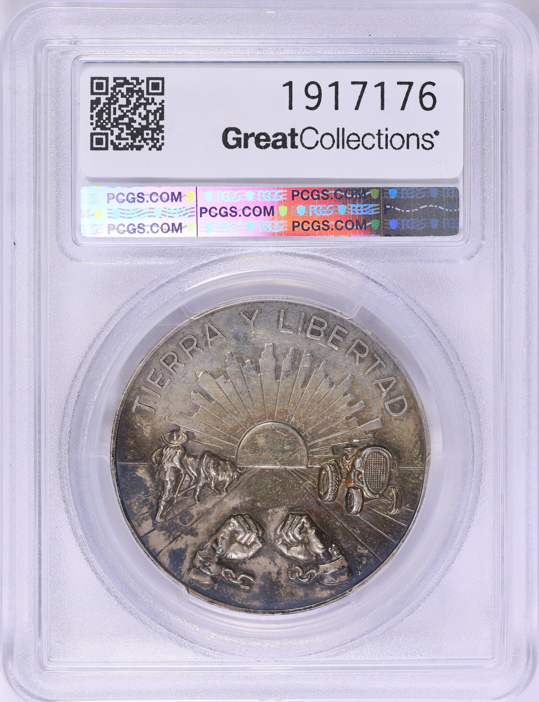 Mexico ND (1960) Silver 37mm Emiliano Zapata Medal PCGS MS-62