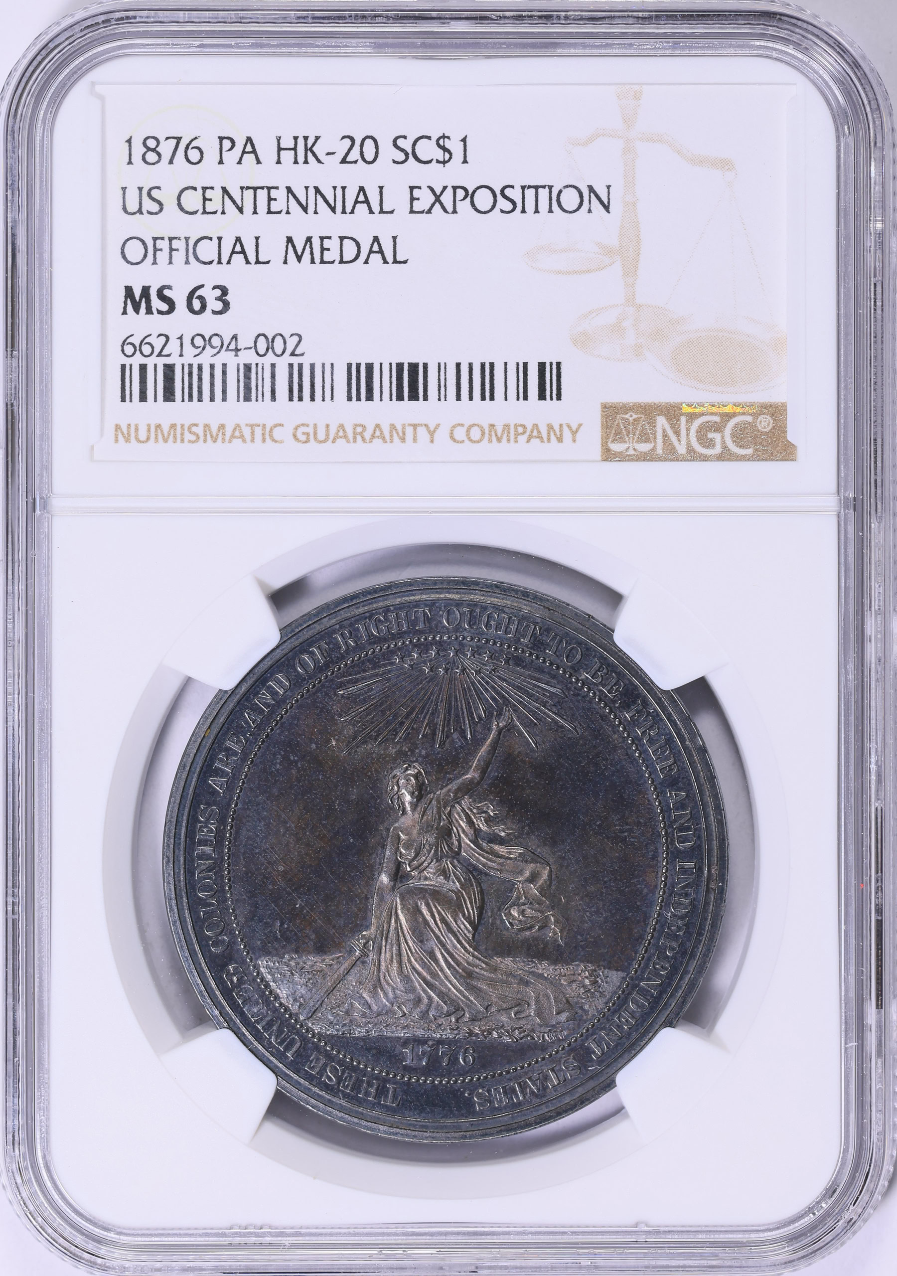 1876 Silver U.S. Centennial Exposition Official Medal So-Called