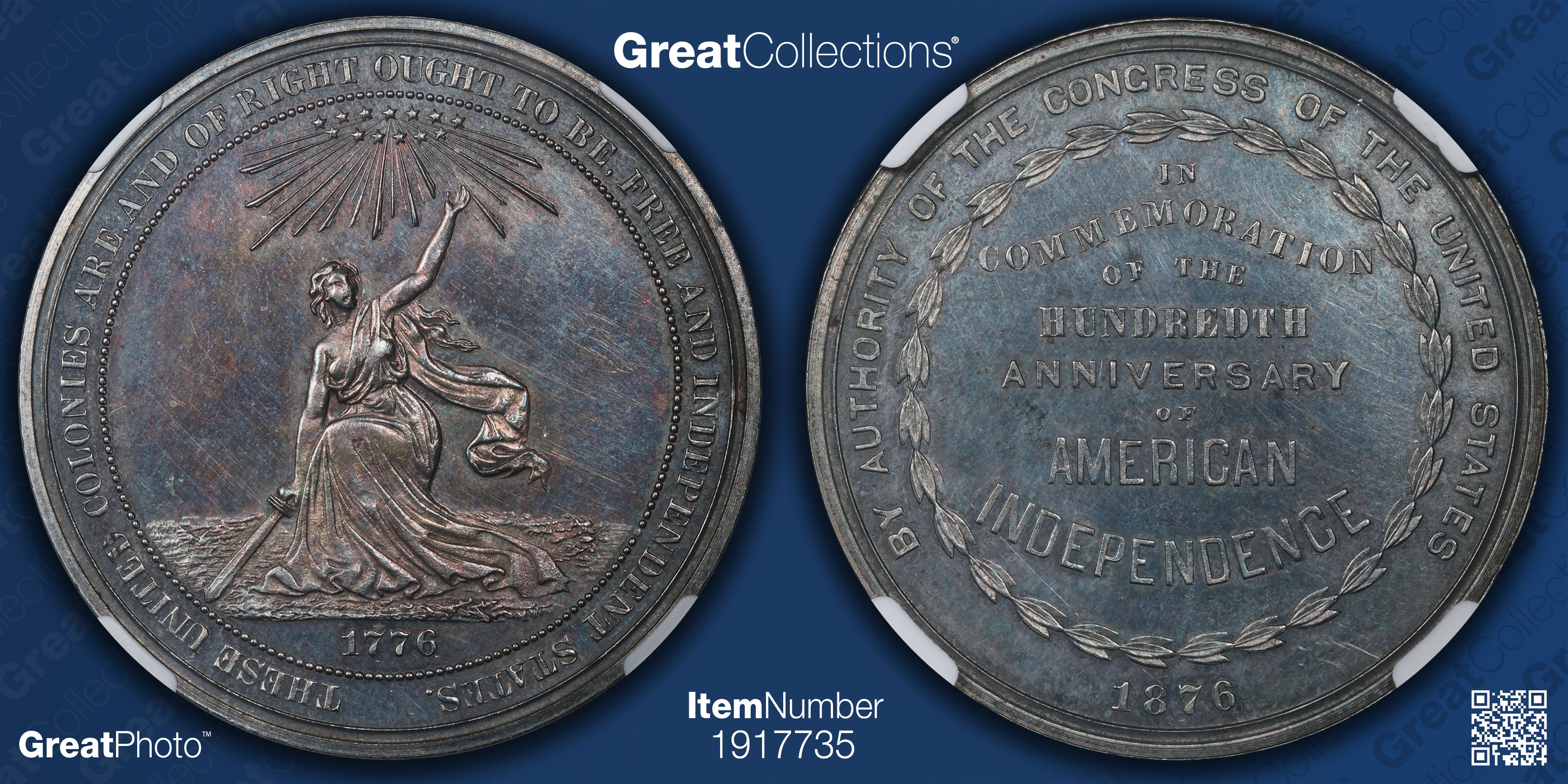 1876 Silver U.S. Centennial Exposition Official Medal So-Called
