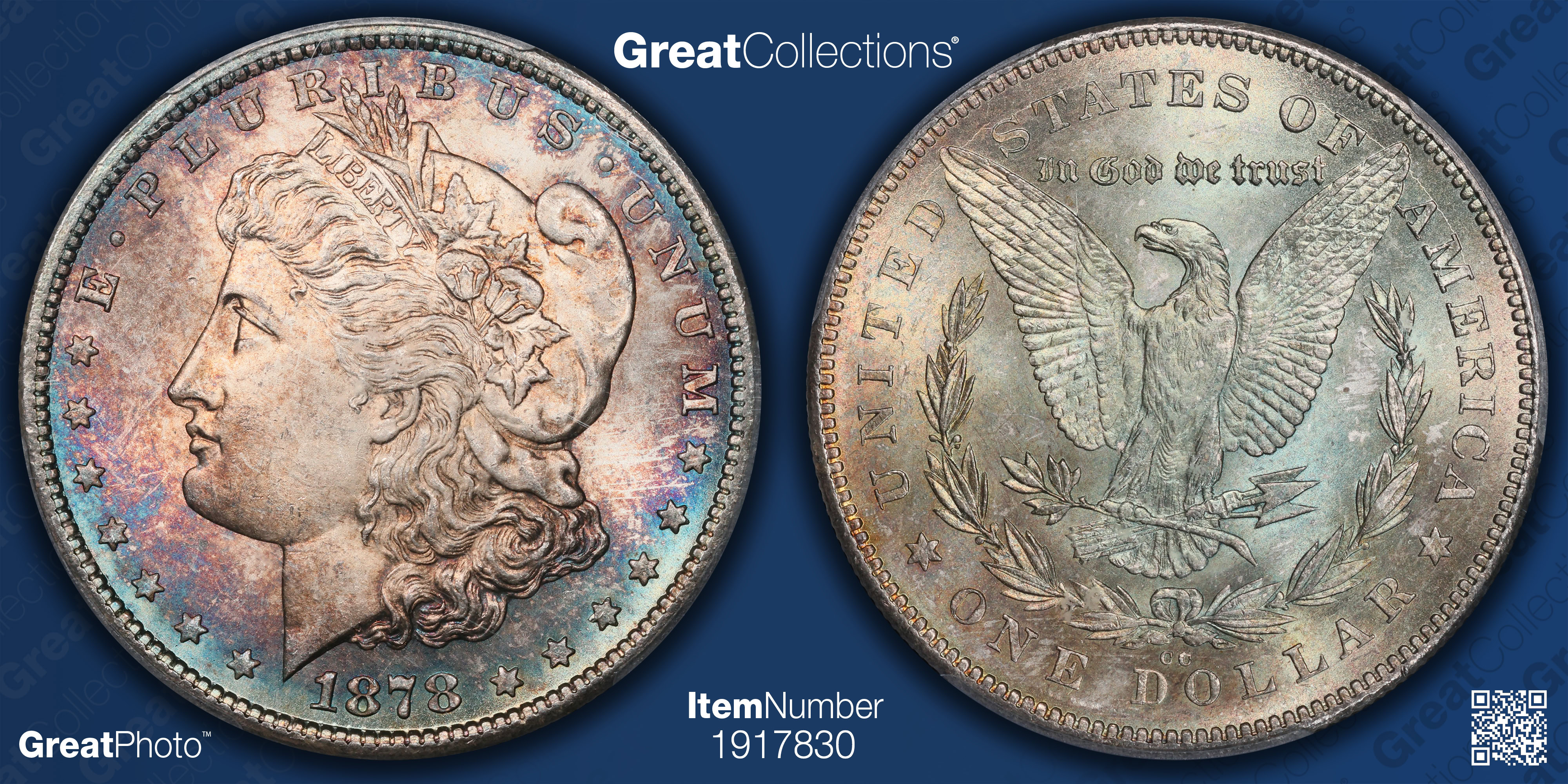 1878-CC Morgan Silver Dollar PCGS MS-66 (Toned) (Item 1917830