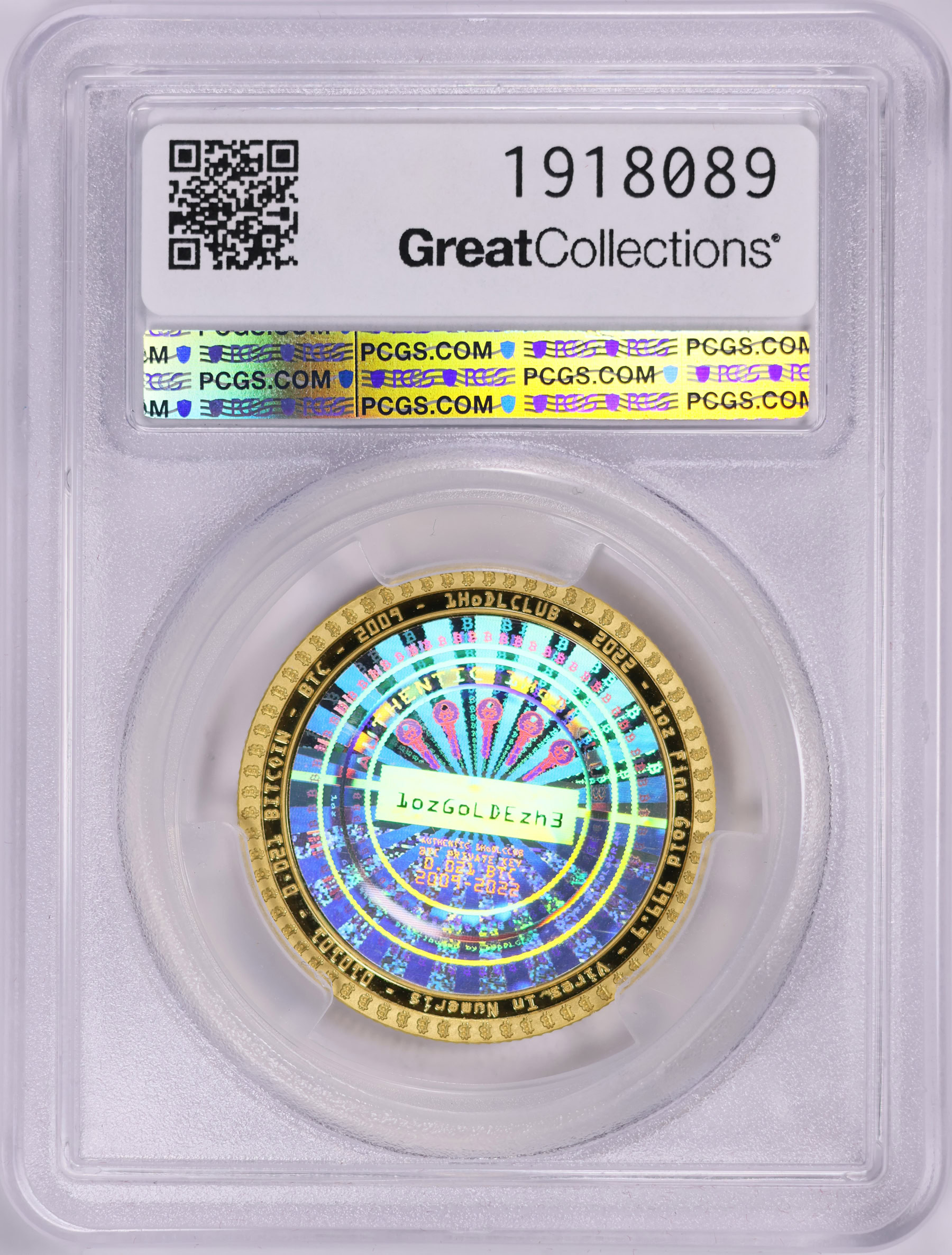 2022 Gold 1oz 0.021 Bitcoin 1HODL CLUB The Times With Certified Certificate  of Authenticity and Case of Issue PCGS Proof-67 DCAM (AGW = 0.999 oz.) |  PCGS Cert #57687137 | GreatCollections Coin Auctions Item #1918089