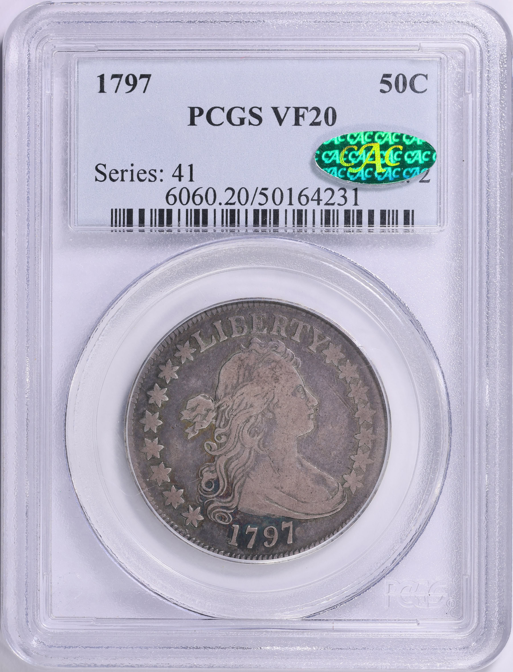 1797 Draped Bust Half Dollar PCGS VF-20 (CAC Green) (Item 1918675