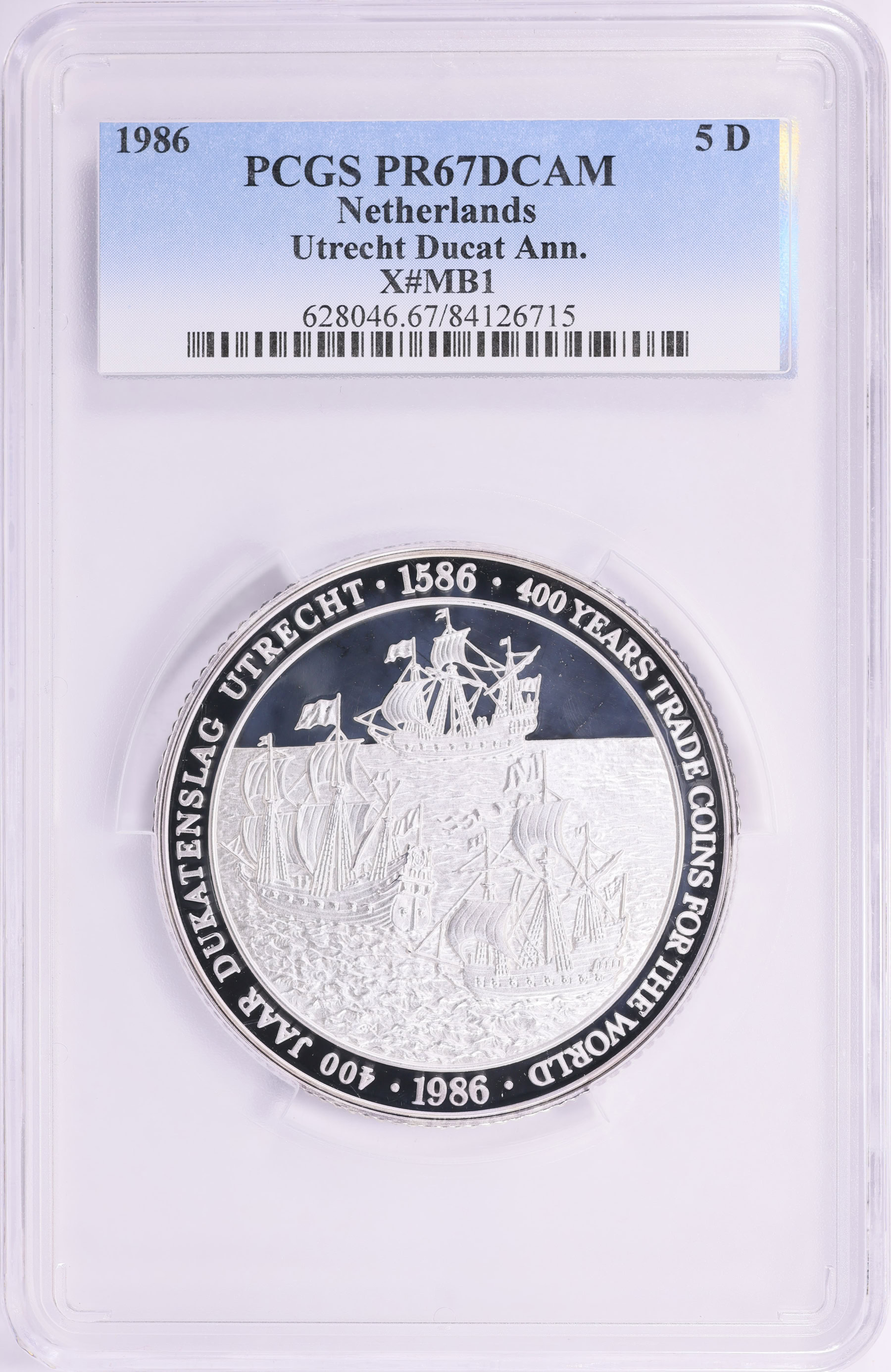 Netherlands 1986 Silver Medallic 5 Daalder Utrecht Ducat 400th