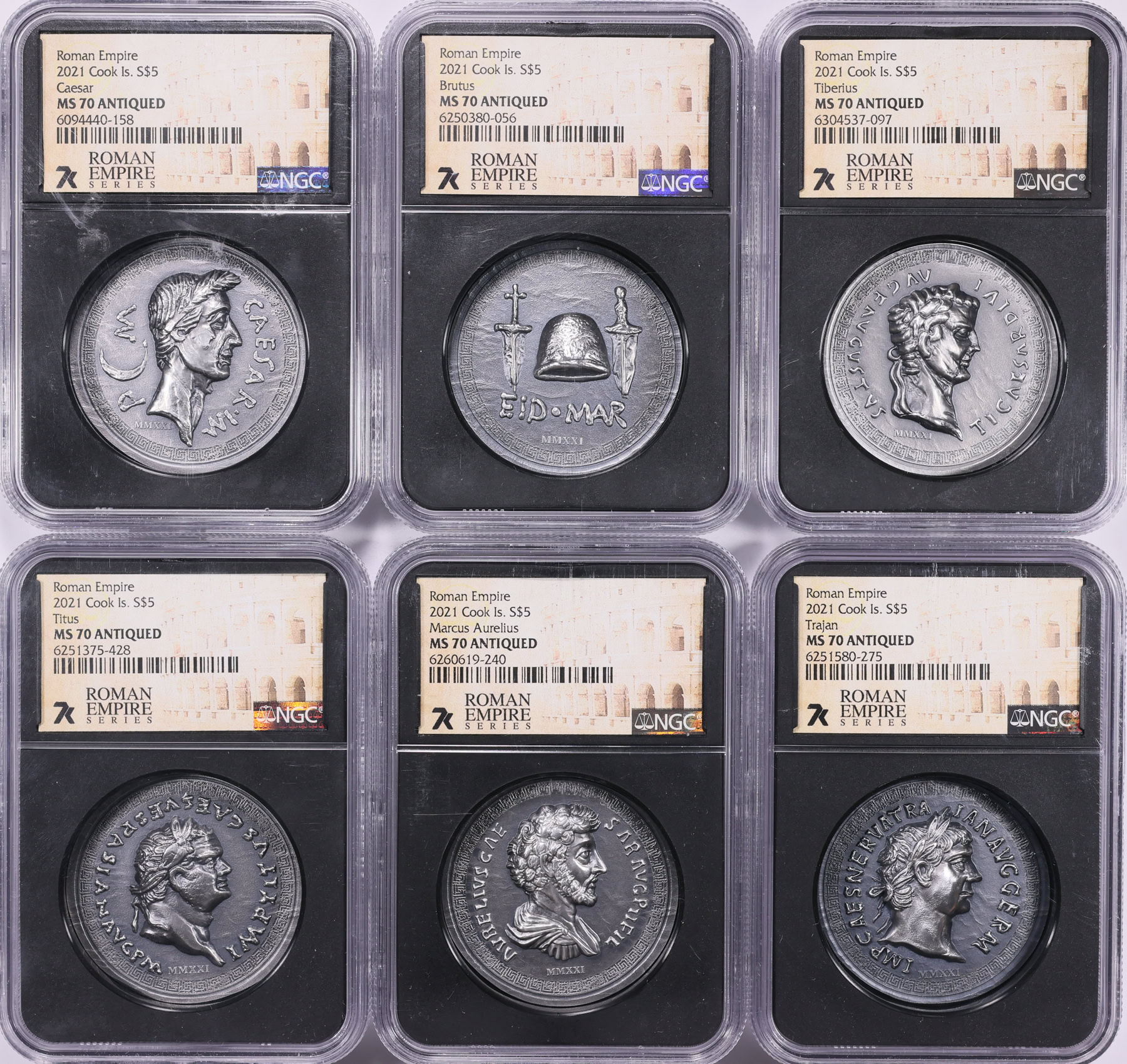 Cook Islands 2021 Silver $5 Roman Empire Set Antique Finish NGC MS