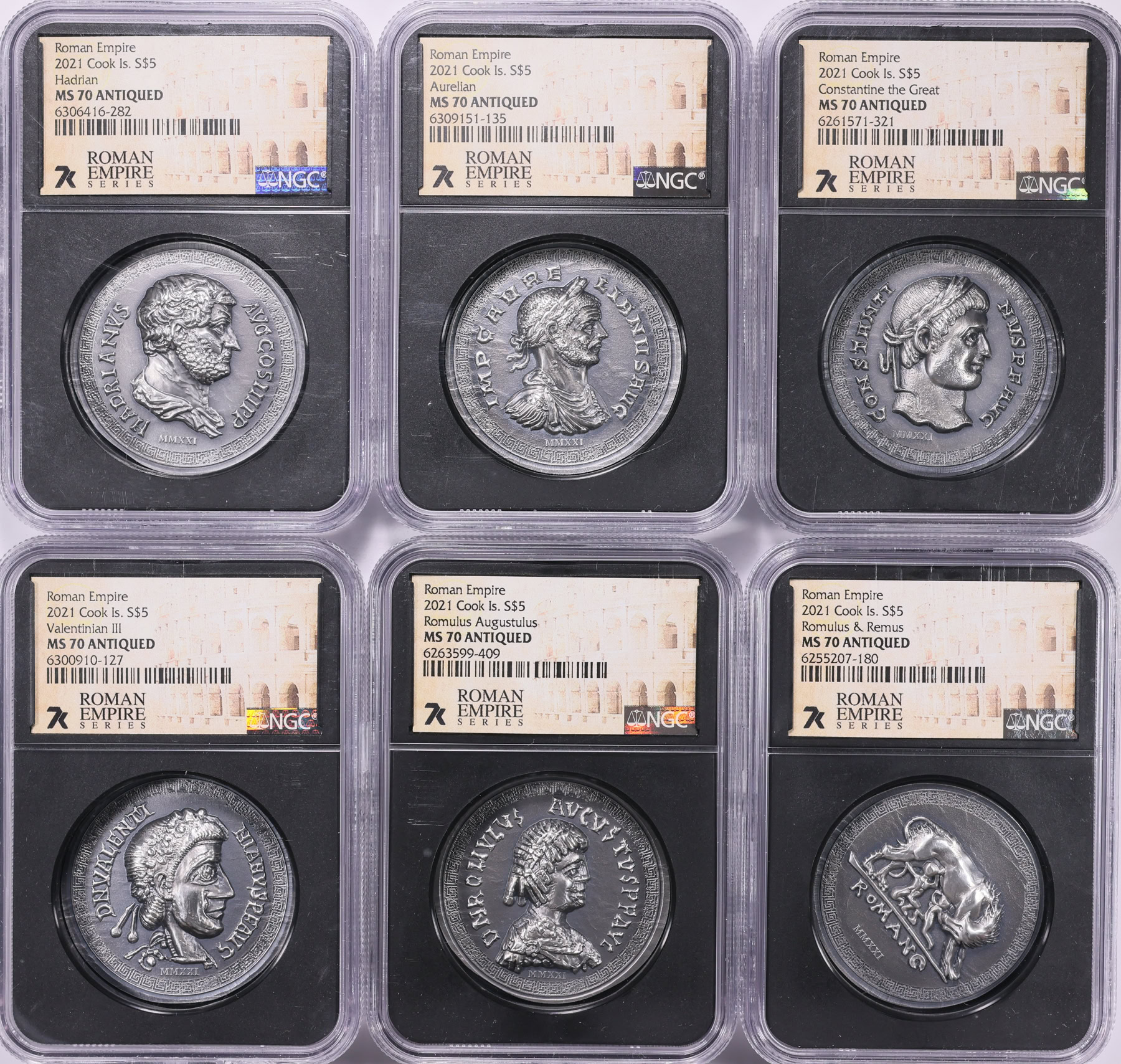 Cook Islands 2021 Silver $5 Roman Empire Set Antique Finish NGC MS