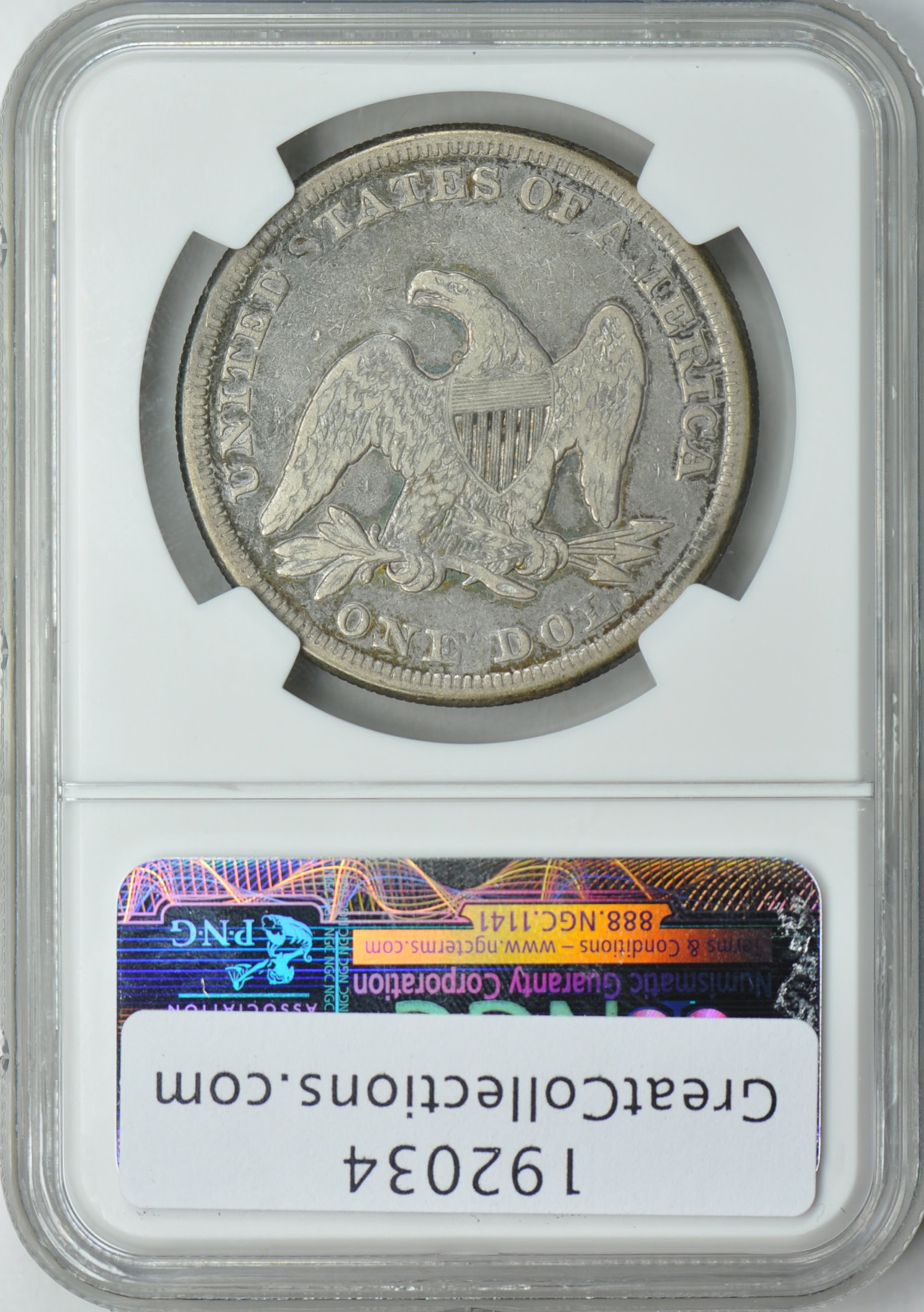 1857 Seated Liberty Silver Dollar NGC VF Details (Item 192034