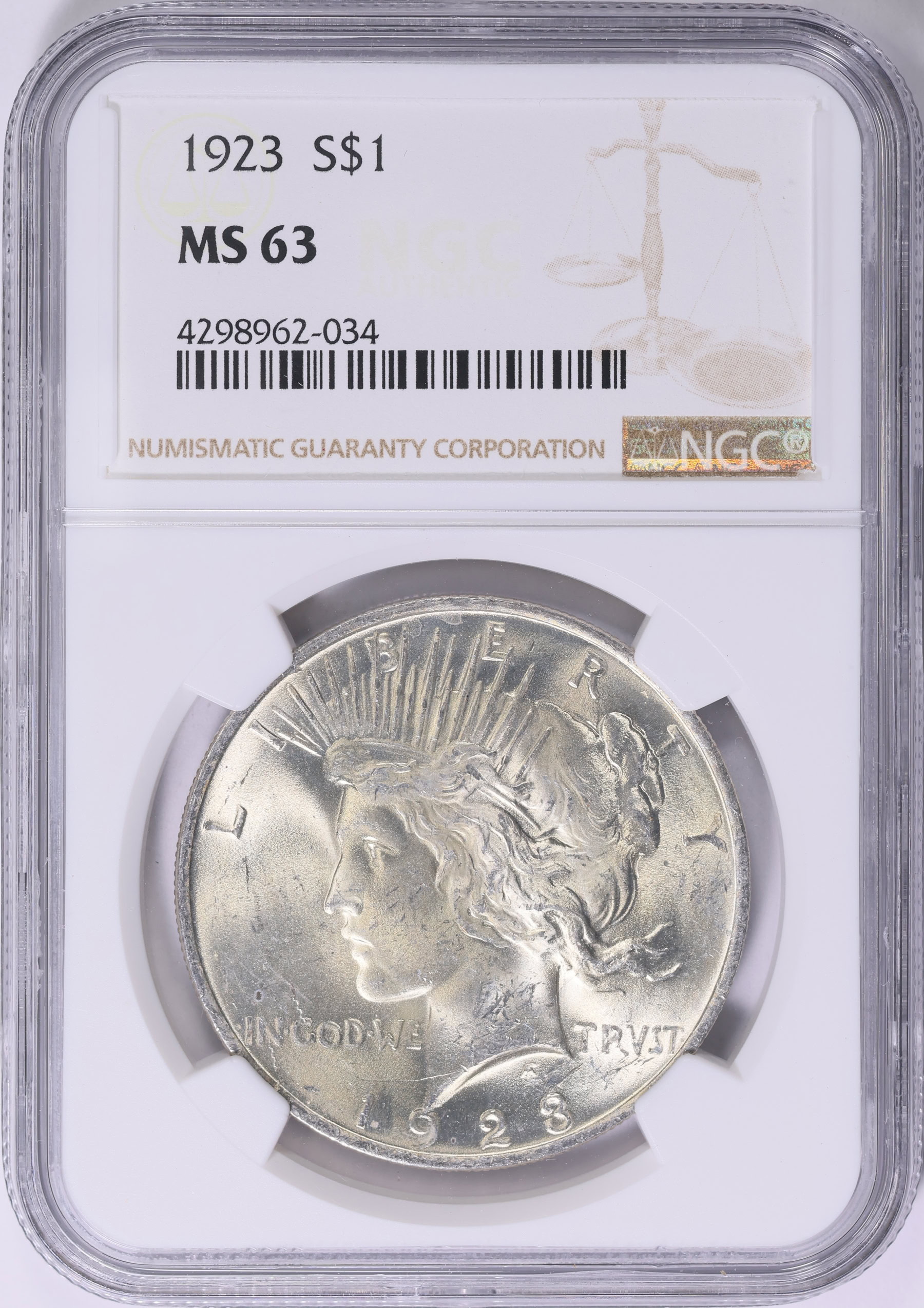 1923 Peace Silver Dollar NGC MS-63 (Item 1921265