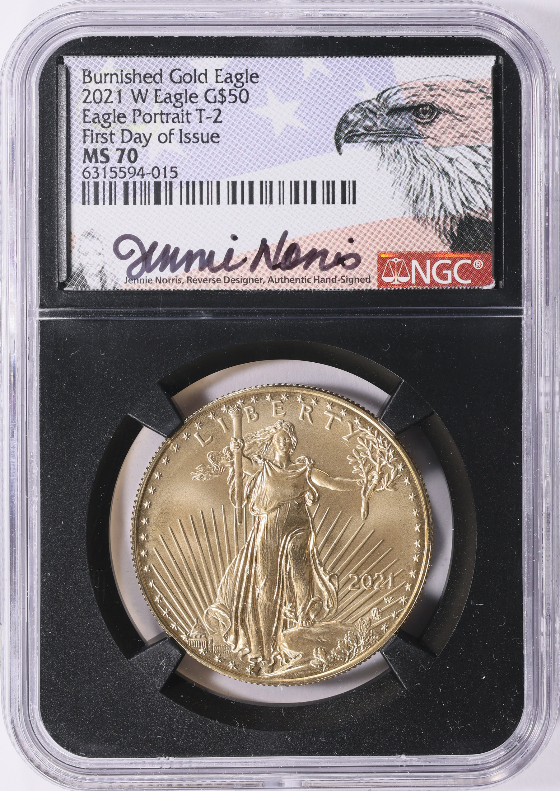 2021-W $50 One-Ounce Gold American Eagle Burnished Type 2 First